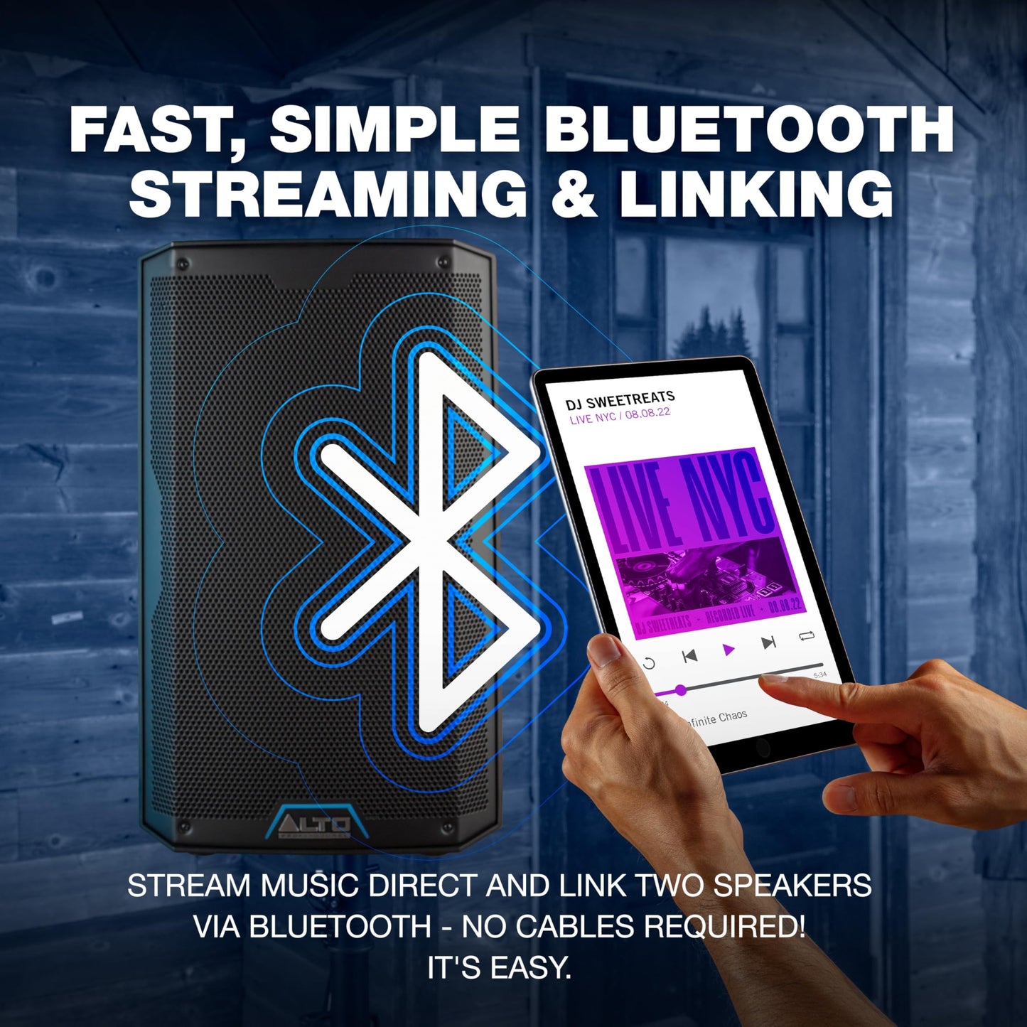 ALTO TS412 2500W 12" Powered PA Speaker with 3 Channel Mixer, Bluetooth Streaming, Wireless Loudspeaker Linking, DSP App