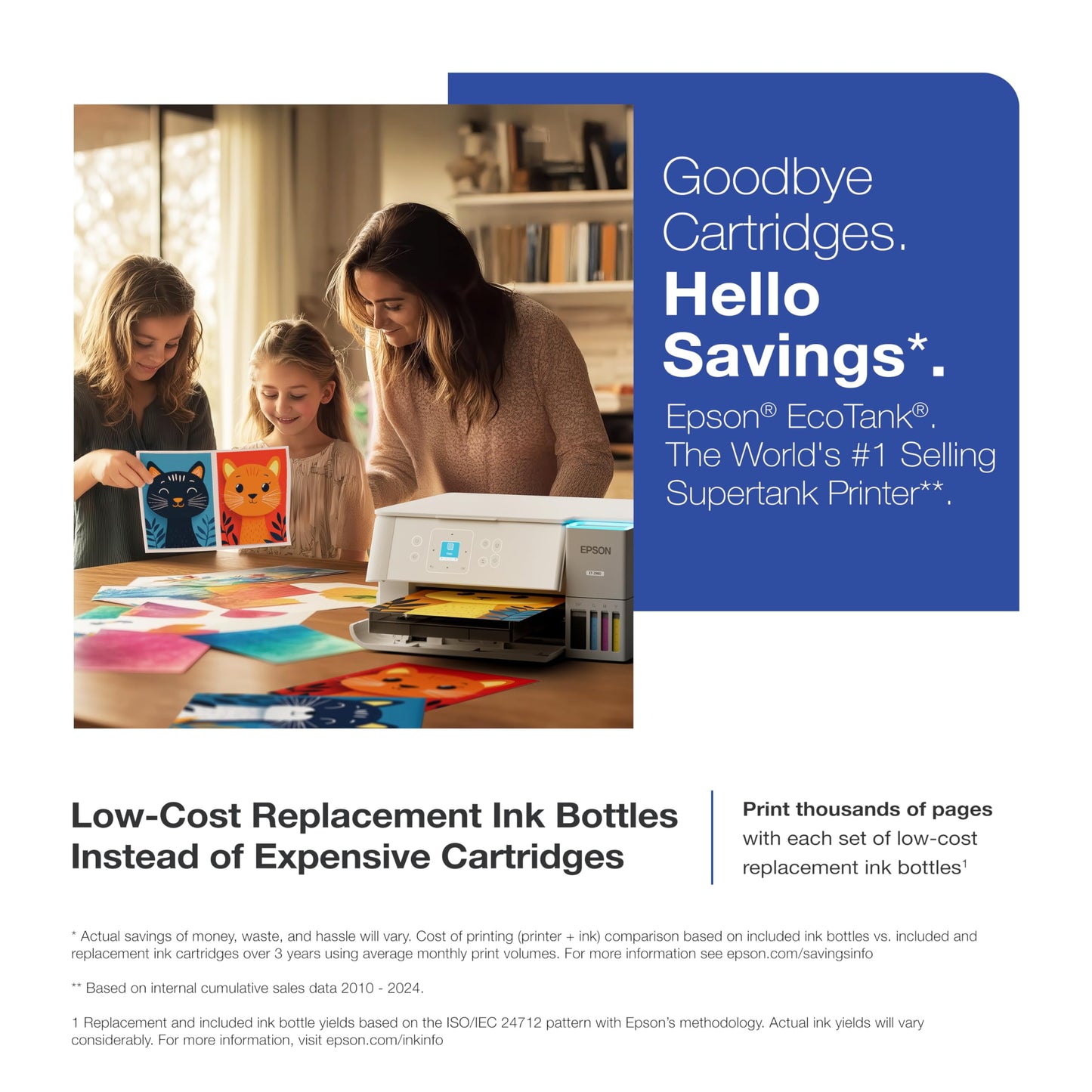 Epson EcoTank ET-2980 Wireless All-in-One Color Supertank Printer with up to 3 Years of Ink, Refillable Tanks, Perfect for Home, 15 PPM, 1.44" Color Screen, Auto 2-Sided Printing - White