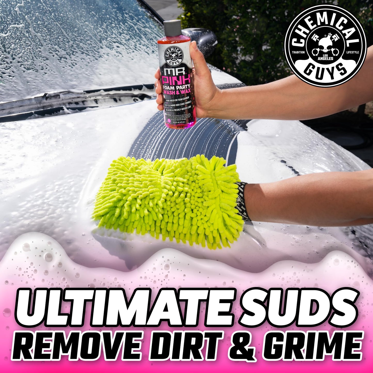 Chemical Guys EQP367 TORQ Professional Snow Foam Cannon Car Wash Snow Foamer + Mr. Pink Foam Party Wash & Wax 16 fl oz (Safe for Cars, Trucks, SUVs, RVs, & More) Works with Pressure Washer