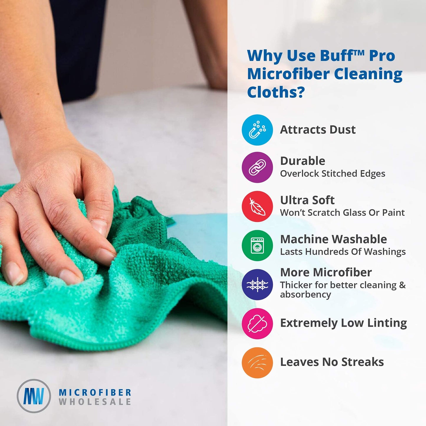 MW Pro Bulk Microfiber Cleaning Cloths Wholesale | Black - Case: 384 Quantity | Size 12" x 12" | Premium Microfiber Towels for Cleaning Glass, Kitchens, Bathrooms, Automotive…