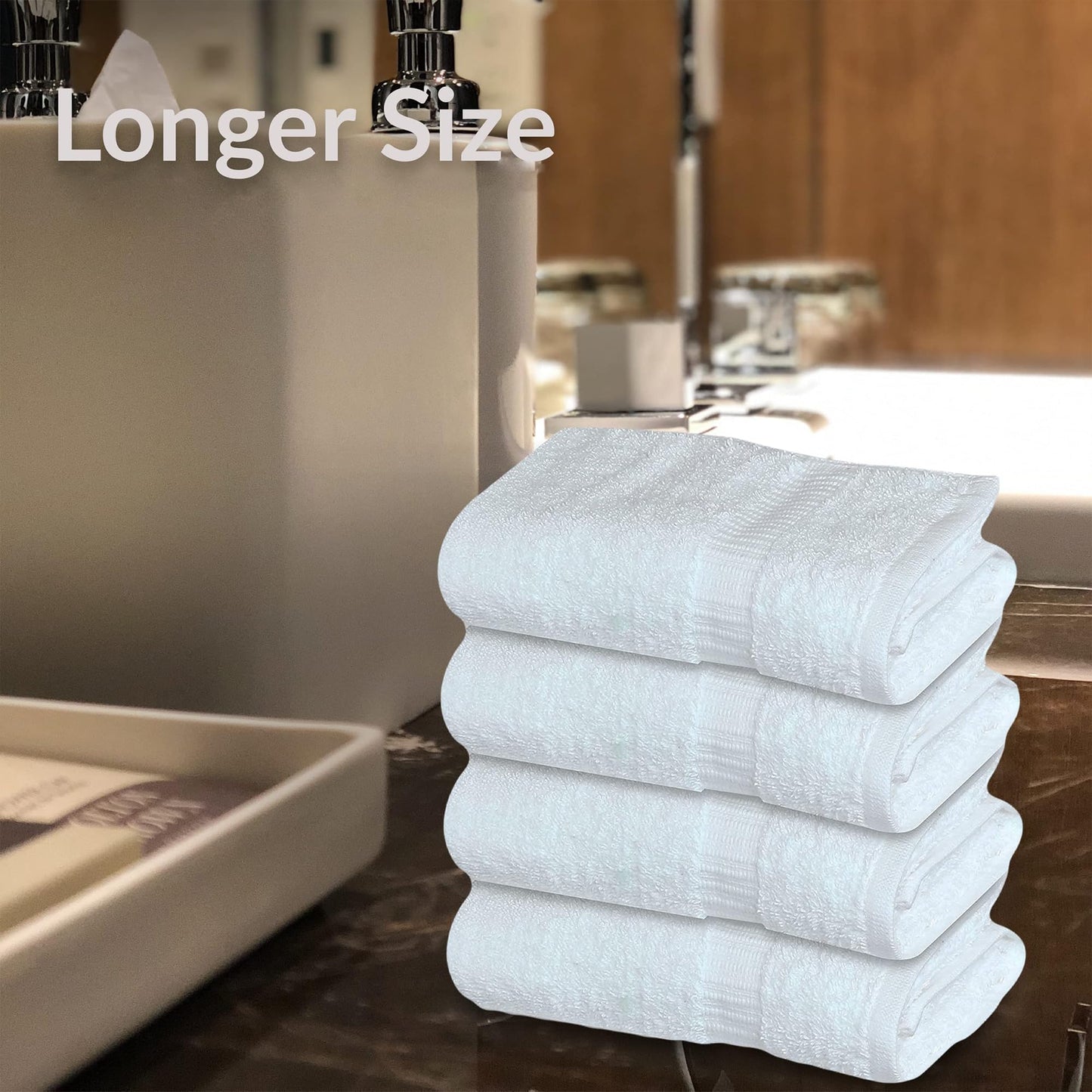 GOLD TEXTILES 120 Pack Premium White Hand Towels 16x30 Inch - 100% Ring Spun Cotton Soft Absorbent & Quick Dry, Large Bathroom Hand Towel Perfect for Hotel, Salon,Gym & Spa (16 x 30, White - 120 Pcs)