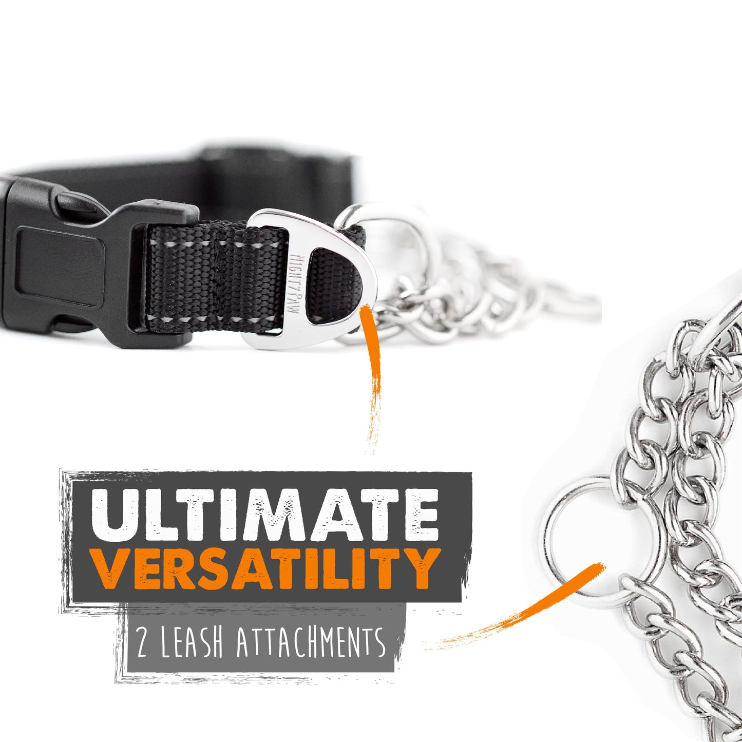 Mighty Paw Martingale Dog Collar 2.0 | Trainer Approved Limited Slip Collar with Stainless Steel Chain & Heavy Duty Buckle - Modified Cinch Collar for Gentle & Effective Pet Training - Large, Black