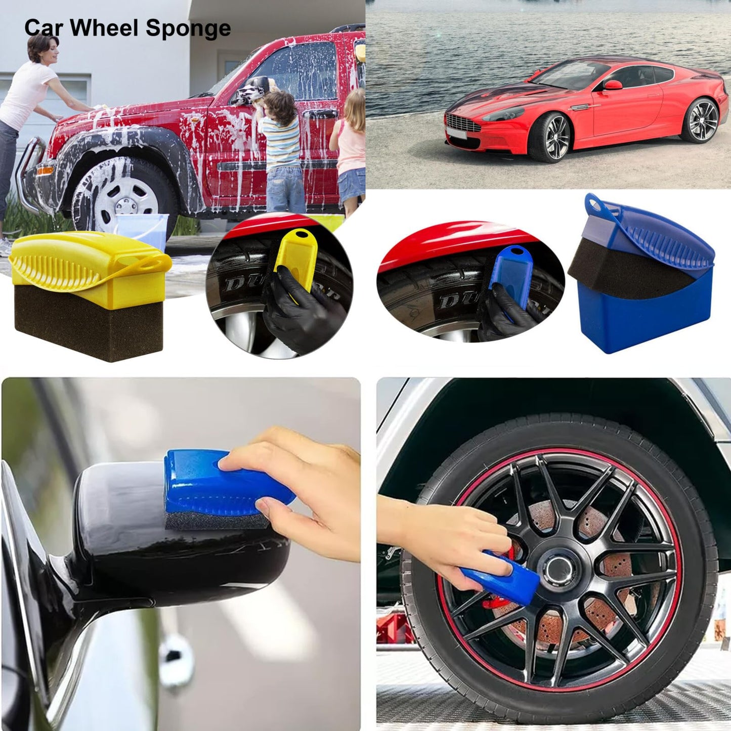 2PCS Tire Shine Applicator,Reusable Car Tire Shine Sponge Applicator with Lid,Foam Auto Tire Dressing Applicator for Waxing Polishing Cleaning,Tire Shine Applicator Brush,Wheel Brush for Car Detailing