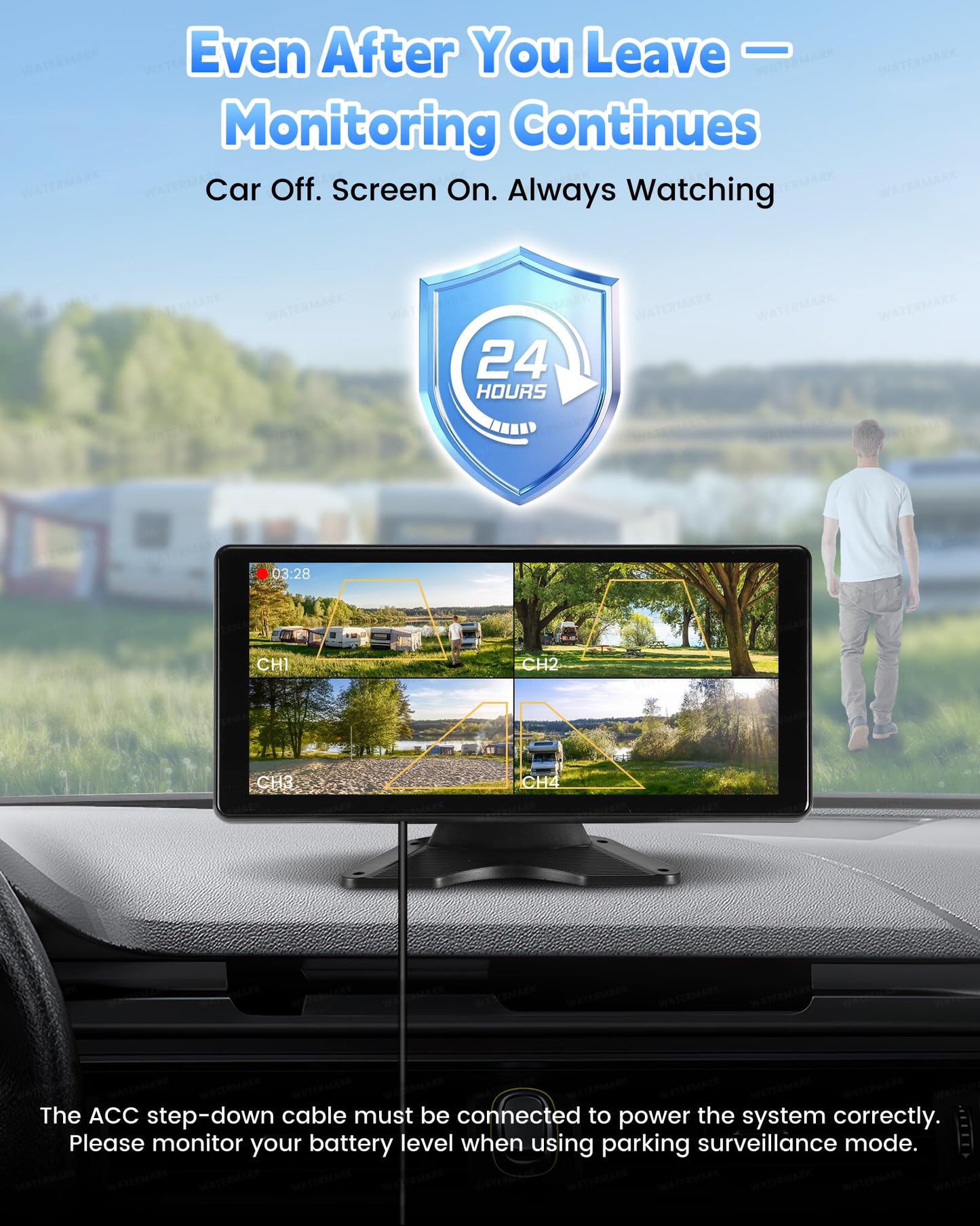 RV Camera System with CarPlay & Android Auto, 10.36'' Monitor with Blind Spot Detection/Parking Monitoring/Voice Control/DVR/Navigation, 4 1080P Backup Camera System for Semi Truck Trailer Camper