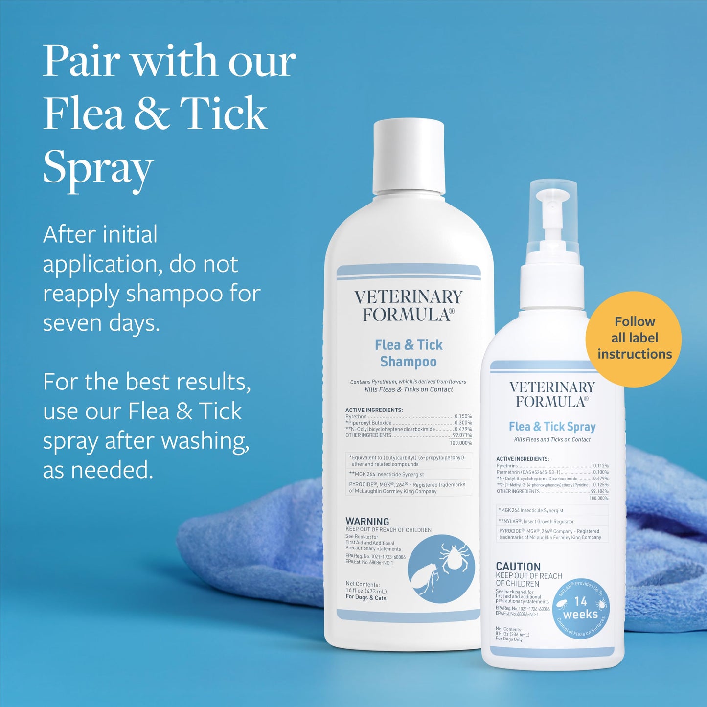 Veterinary Formula Flea and Tick Shampoo for Dogs and Cats, 16 oz