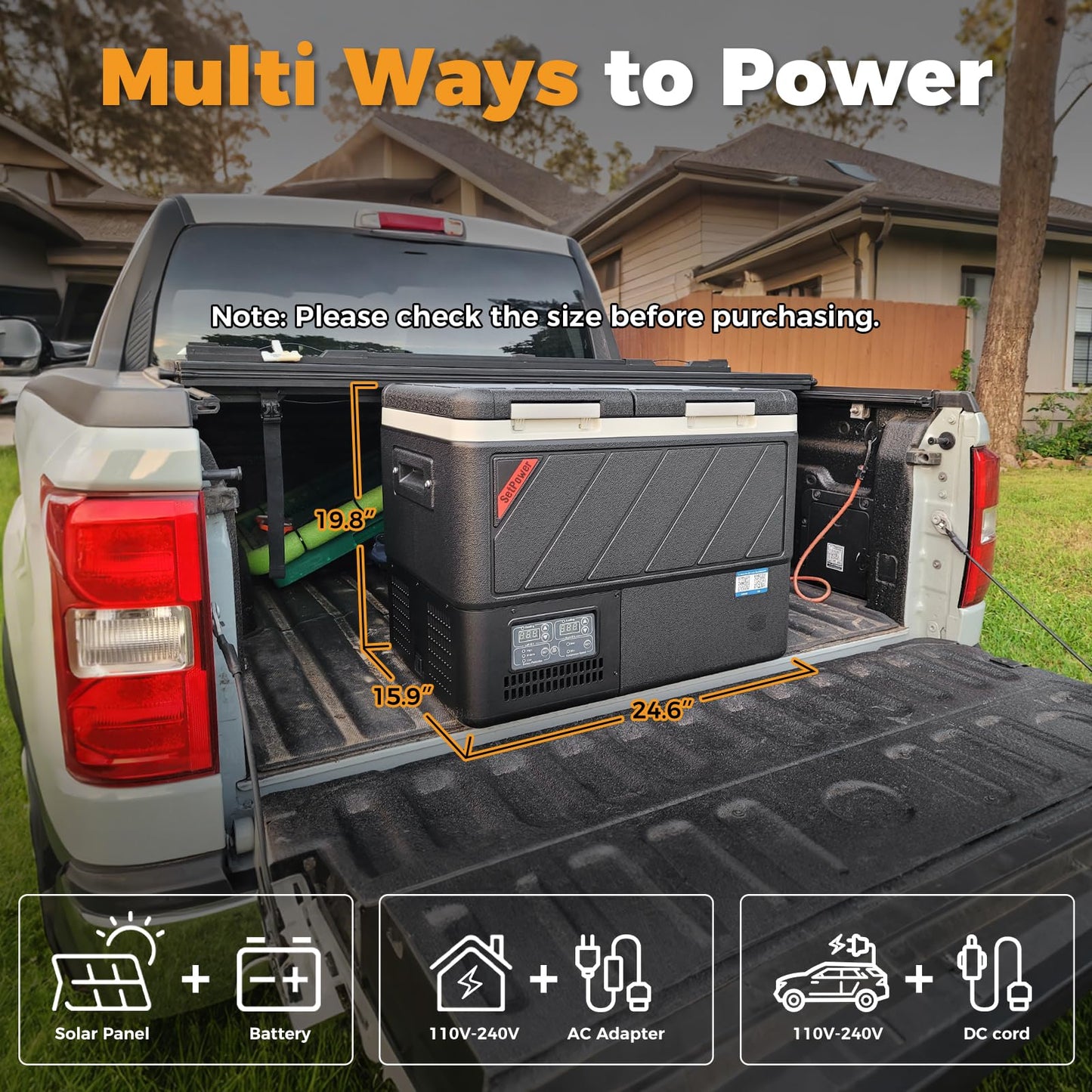 Setpower DT45 Car Refrigerator with APP Control, 48QT(45L) Electric Cooler Dual Zone Fridge Freezer, 12V Refrigerator Portable Freezer for Camping, Travel, Road Trip