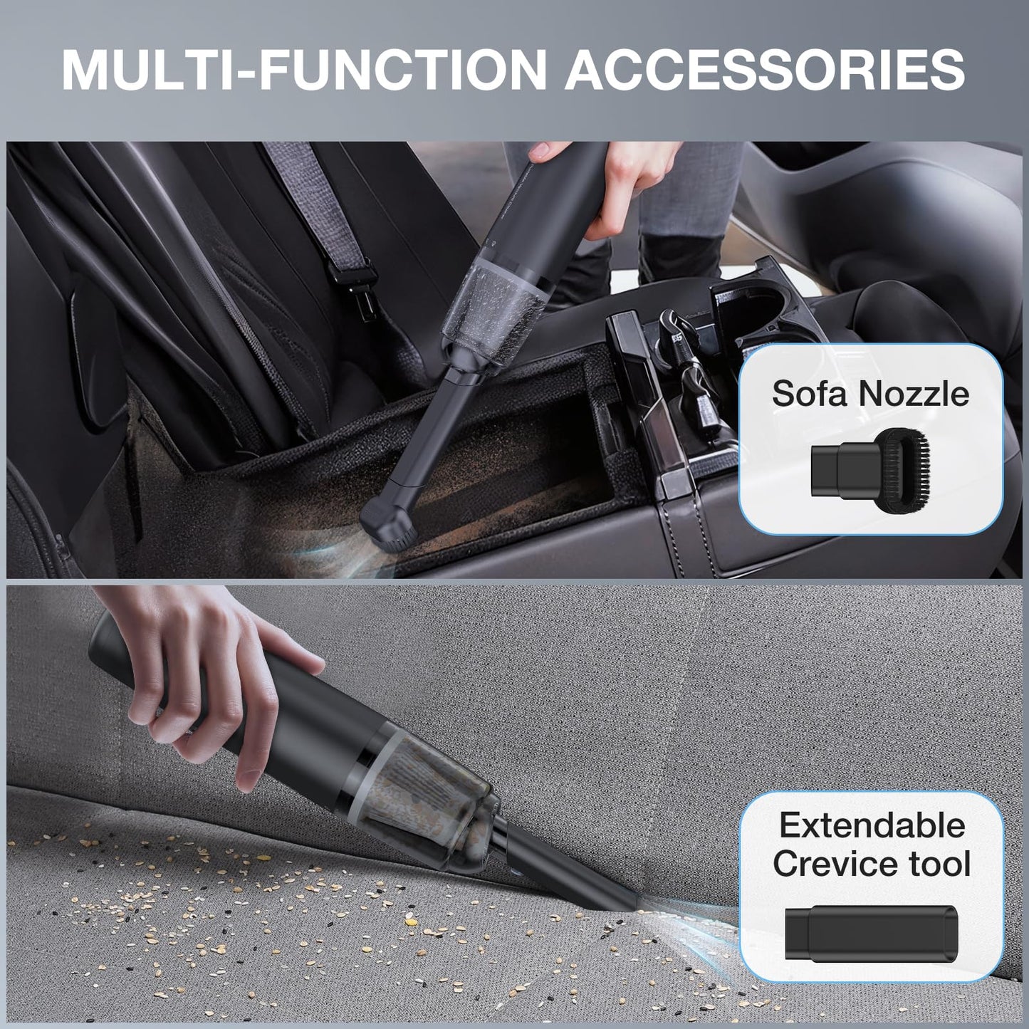LYFUHUI Car Handheld Vacuum Cordless 13000 PA Suction Power, Portable Mini Vacuum Cleaner for Car Home Office and Pet Hair, Black
