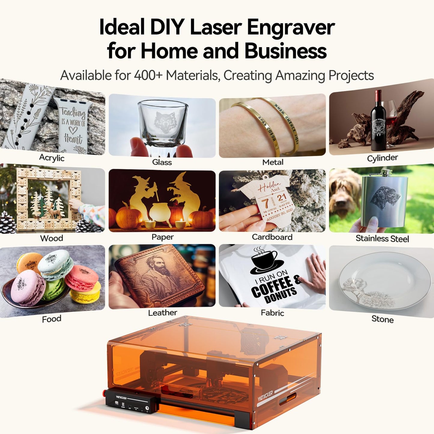 Laser Cutter and Engraver Machine, Woxcker L2 MAX 10W Enclosure Laser Engraving Machine, 300x300mm Bed Size CNC Engraving Machine 0.01mm High Precision Engraver for Wood Stainless Steel Glass Metal