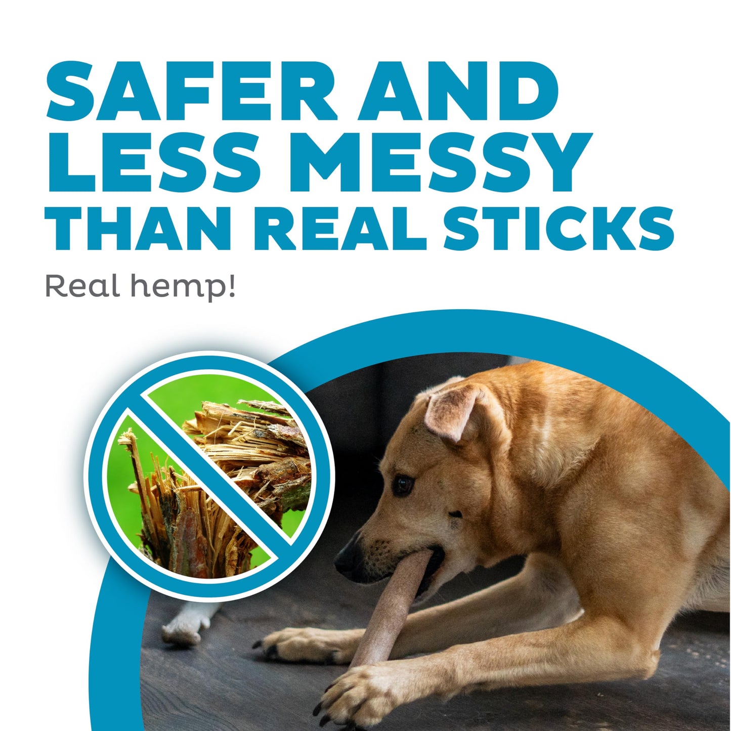 Outward Hound Dogwood Wood Durable Dog Chew Toys, Real Wood & Calming Hemp, 2-Pack, Medium