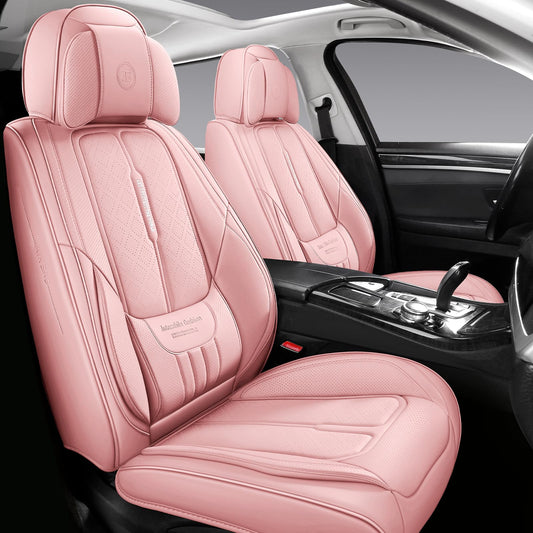 NS YOLO Universal Leather Car Seat Covers Full Coverage,Waterproof Custom Fit for Cars,SUVs and Trucks, Premium PU Leather Automotive Seat Protector with Anti-Slip Design,Pink Seat Cover for 5 Seats