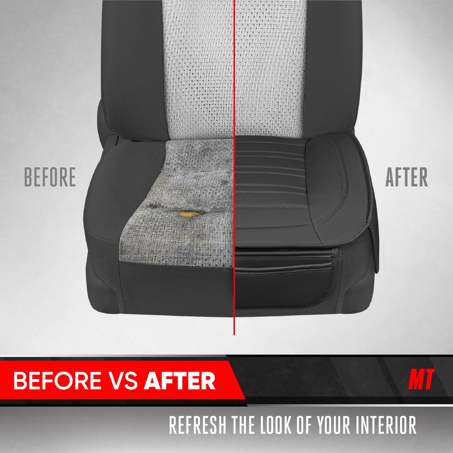 Motor Trend Seat Covers for Cars Trucks SUV, Faux Leather 2-Pack Black Padded with Storage Pockets, Premium Interior Car Seat Cover