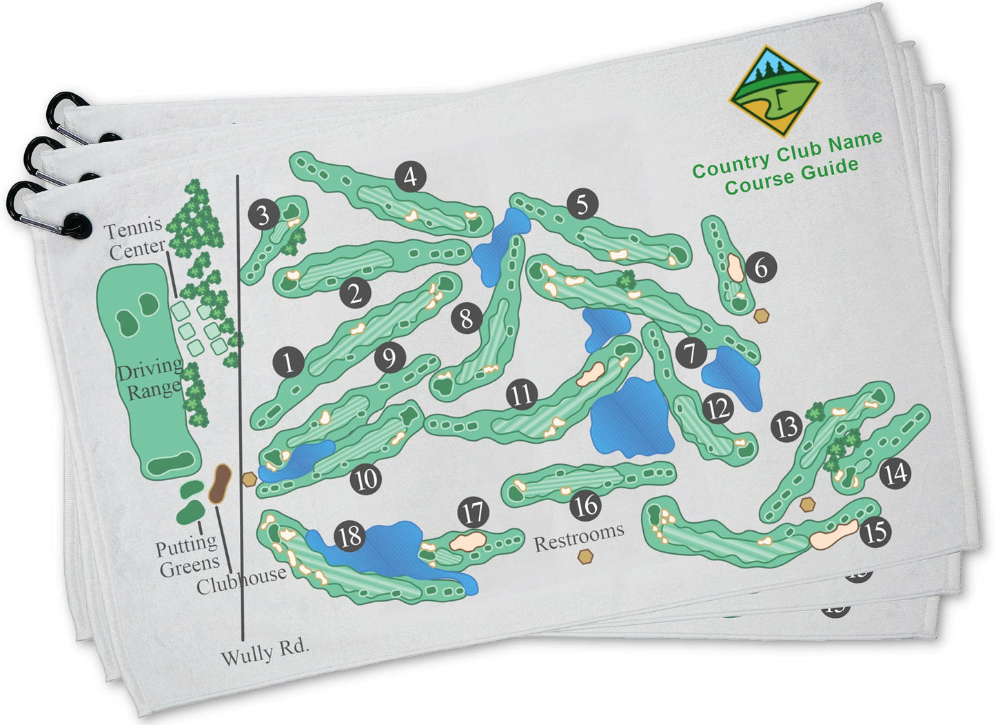 Smart Go - Golf & Sports Towel with Carabiner Clip (100 Towels) - Digital Custom Print Your Company Artwork or Business Logo - Promotional Golf Towel for Sports Activities - 8 x 11.75