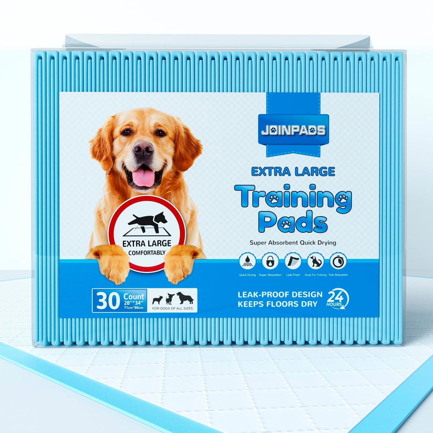 JOINPADS Dog Pee Pad, Puppy Potty Training Pet Pads Dog Pads Extra Large Disposable Super Absorbent & Leak-Free Pee Pads 28"x34"