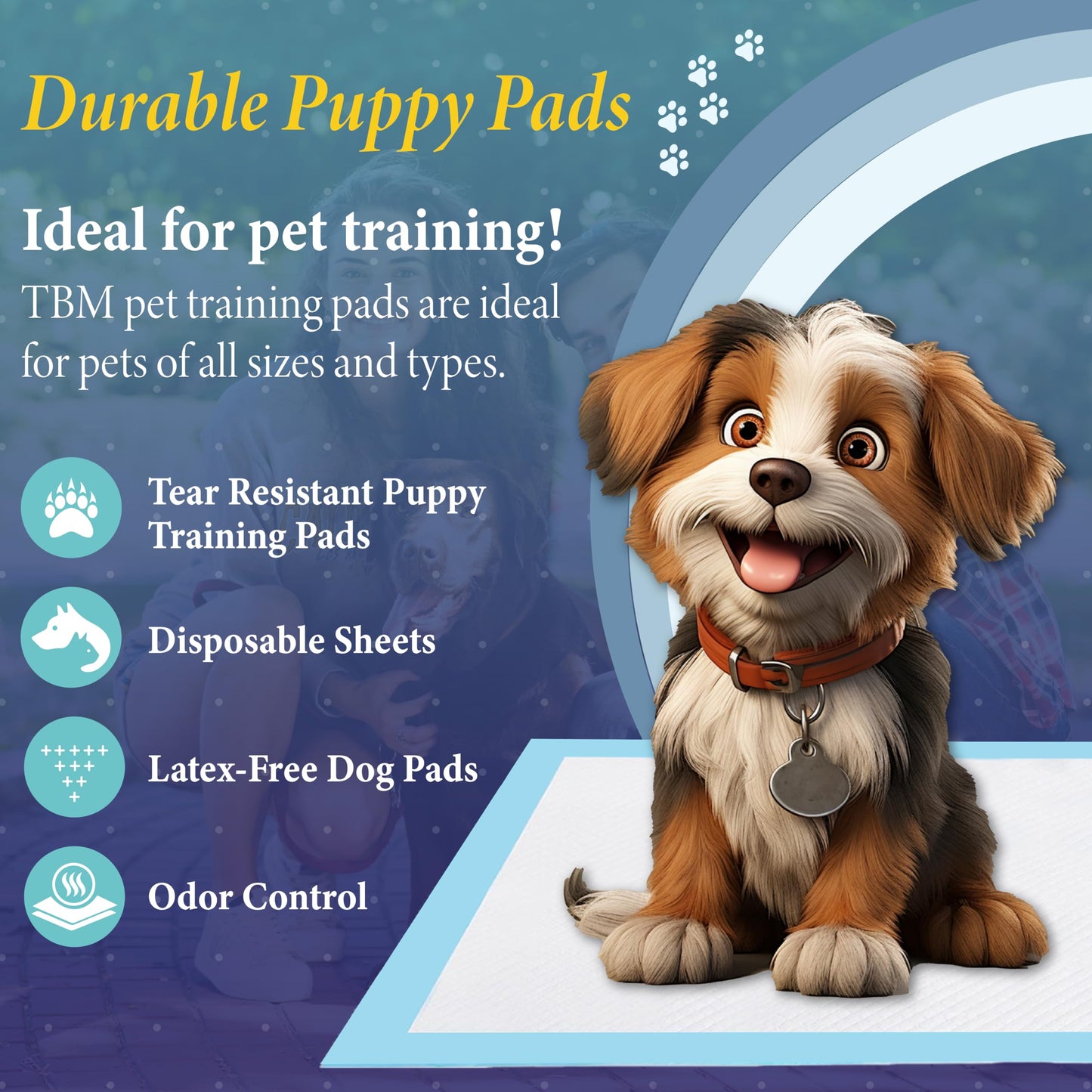 TBM Puppy Pads 100 Count - 23.6" x 23.6" - Super Absorbent Pee Pads for Dogs - Premium Leak-Proof - Pets Potty Training Essentials - Disposable Quick- Dry Pads for Puppies | Cats | Rabbits