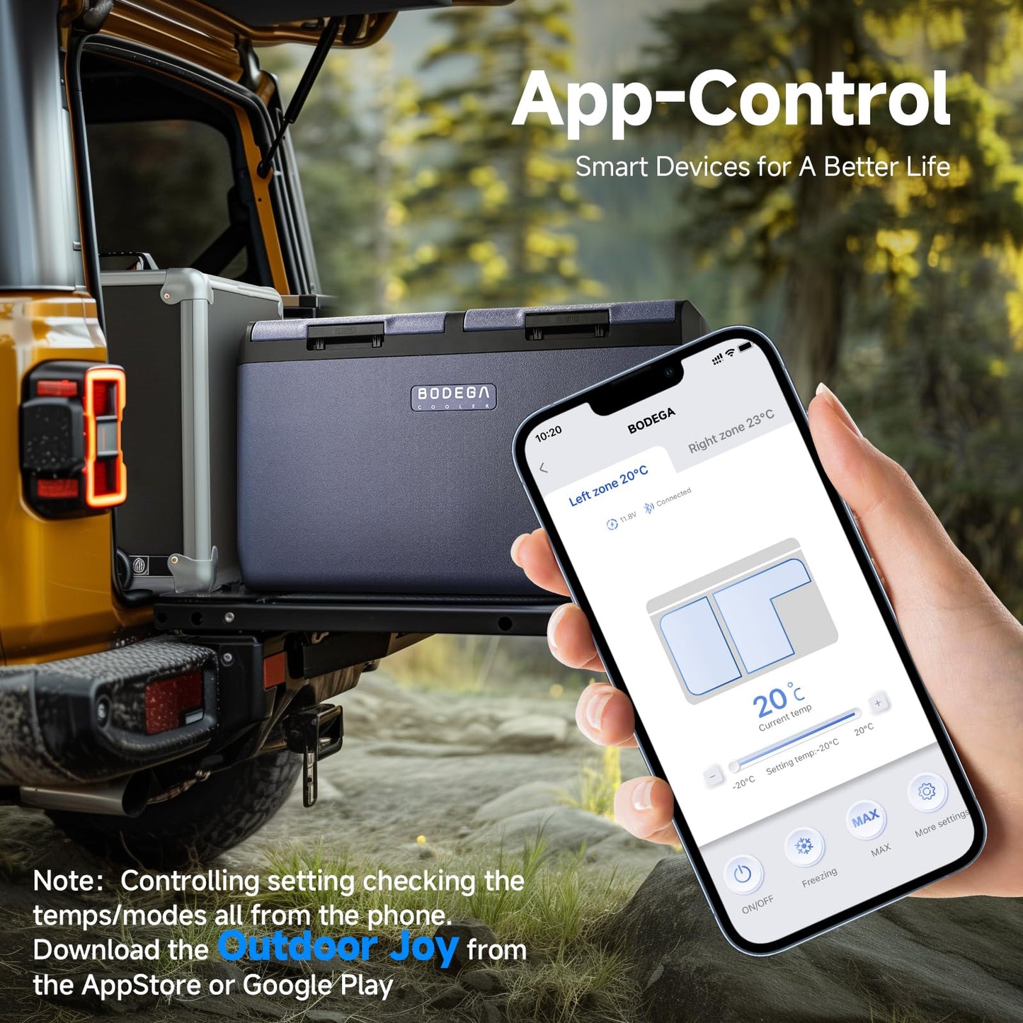 BODEGACOOLER 12 Volt Car Refrigerator, 79QT(75L) IPX4 Waterproof Electric Cooler, RV Car Fridge Dual Zone APP Control with 12/24V DC 110-240V AC, -4℉~68℉, Portable Freezer for Truck RV Camping, Travel