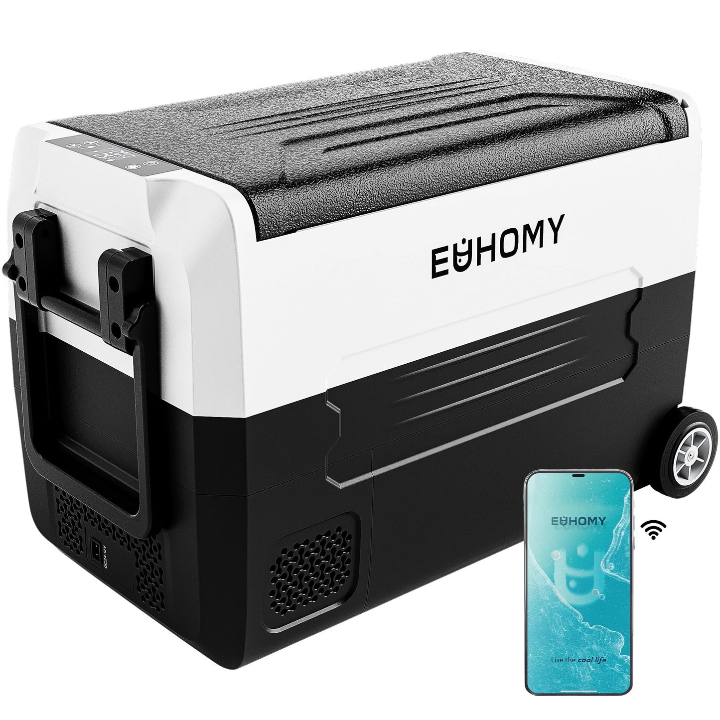 EUHOMY 12 Volt Refrigerator, 48QT(45L) 12V Fridge, Electric Cooler 12/24V DC 100-240V AC -4℉~68℉, 12V Freezer Removable Divider, Car Fridge for Camping, RV, Travel, Fishing, Outdoor