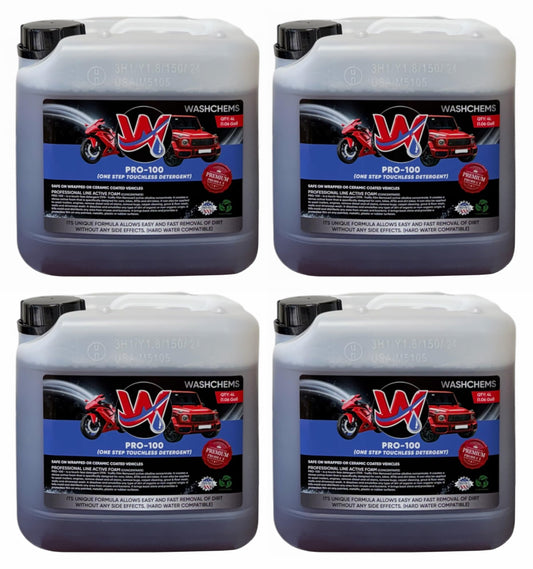 Wash Chems Pro 100 Touchless Car Wash Detergent Soap Concentrate (1 Gal, 128 oz) No Brushing (Heavy-Duty) Commercial Grade Professional Auto Foam Cleaner Great for Trucks & Tractors (4, 1 gallon)