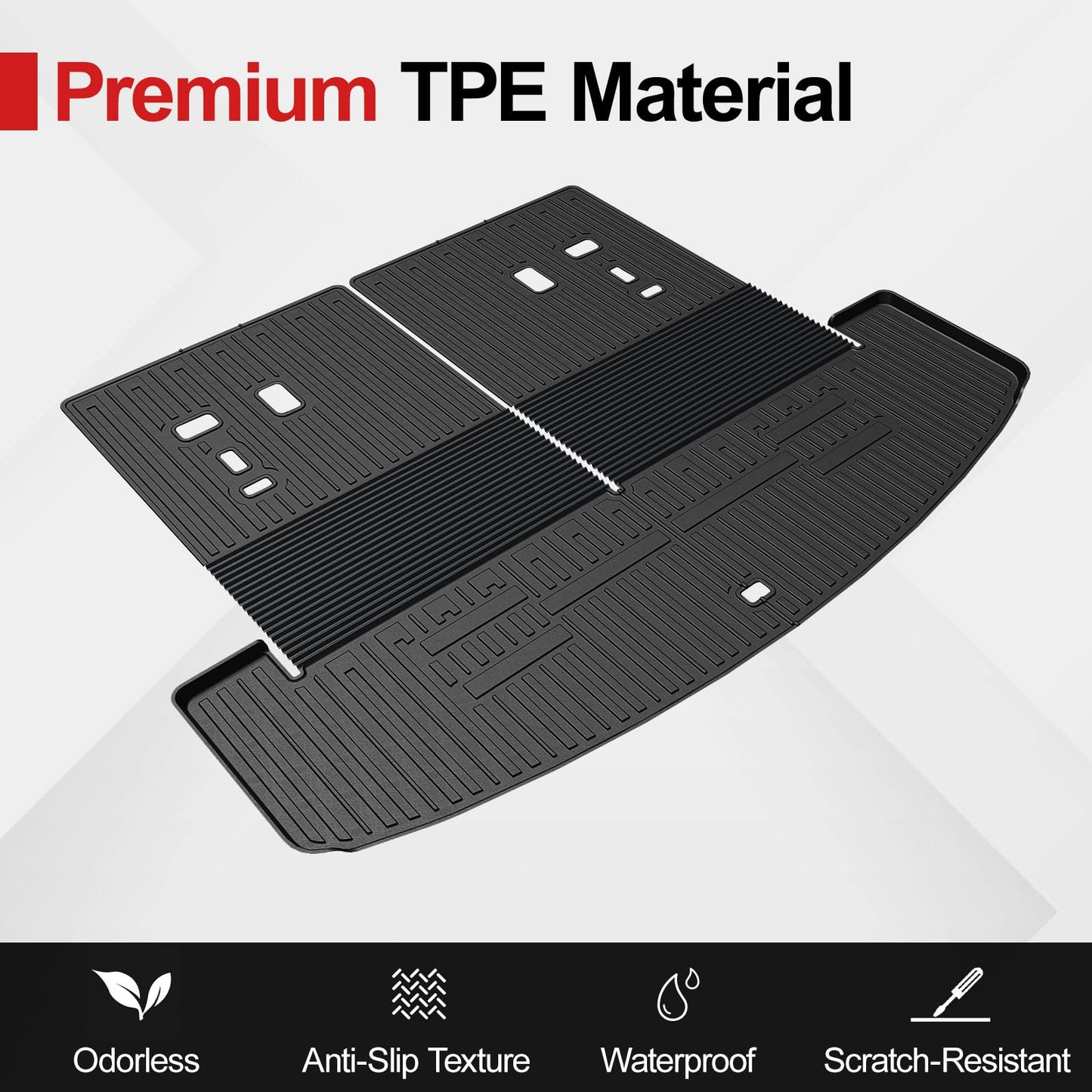 HOUCLEMIC Floor Mats for 2024 2025 2026 Hyundai Santa Fe (Fit Hybrid and Fuel), TPE All Weather Protection Custom Trunk Cargo Mat with Backrest Mat for Santa Fe Calligraphy Accessories