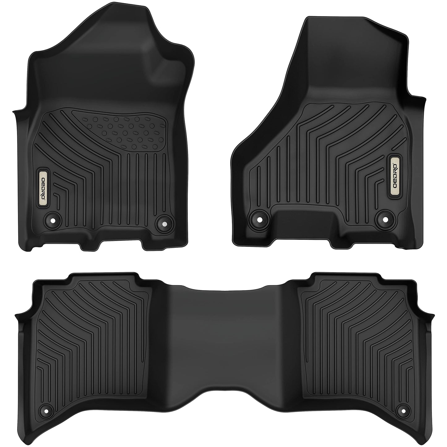 OEDRO Floor Mats Fit for 2019-2025 Ram 2500/3500 Crew Cab with 1st Row Bucket or Bench Seats, Custom Fit TPE All Weather Car Mats Includes 1st and 2nd Row