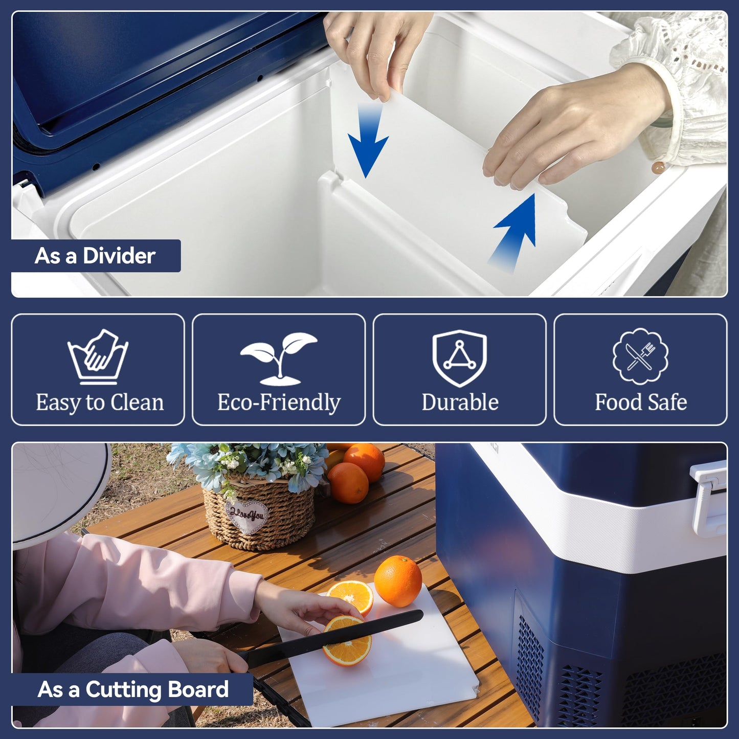 Megiu 12 Volt Refrigerator Car Fridge Portable 12V 45 Quart Freezer Compressor Cooler 12V/24V DC 110～240 V AC for Truck Van RV Camper SUV and Home Use