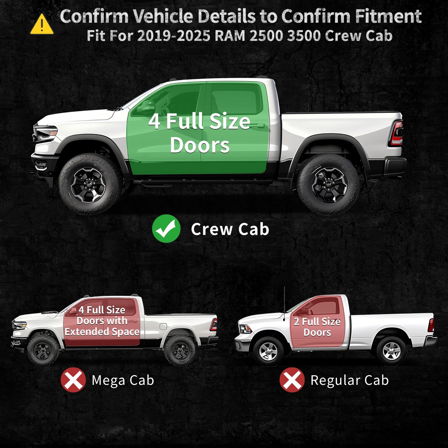 OEDRO Floor Mats Fit for 2019-2025 Ram 2500/3500 Crew Cab with 1st Row Bucket or Bench Seats, Custom Fit TPE All Weather Car Mats Includes 1st and 2nd Row