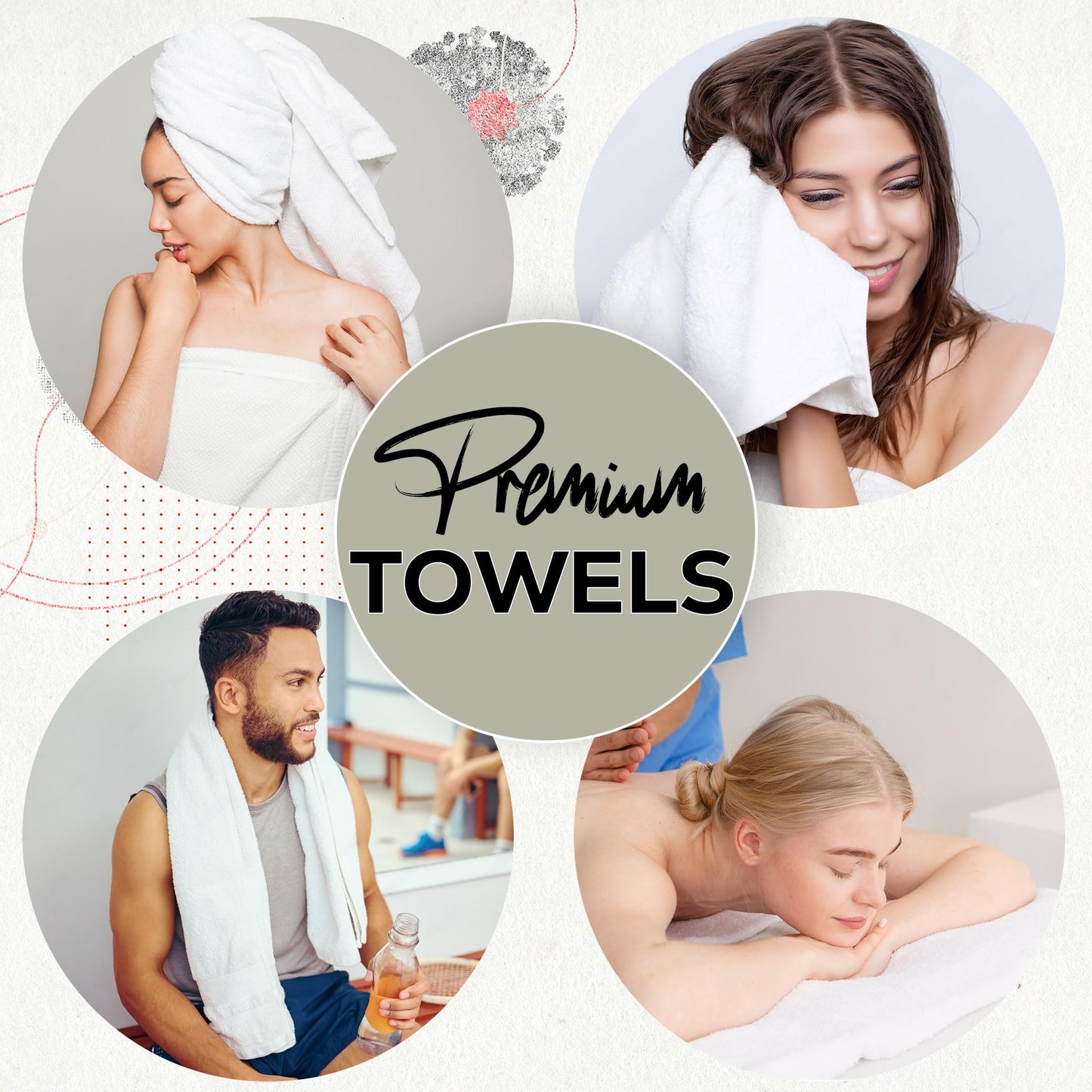 GOLD TEXTILES 120 Pack Premium White Hand Towels 16x30 Inch - 100% Ring Spun Cotton Soft Absorbent & Quick Dry, Large Bathroom Hand Towel Perfect for Hotel, Salon,Gym & Spa (16 x 30, White - 120 Pcs)