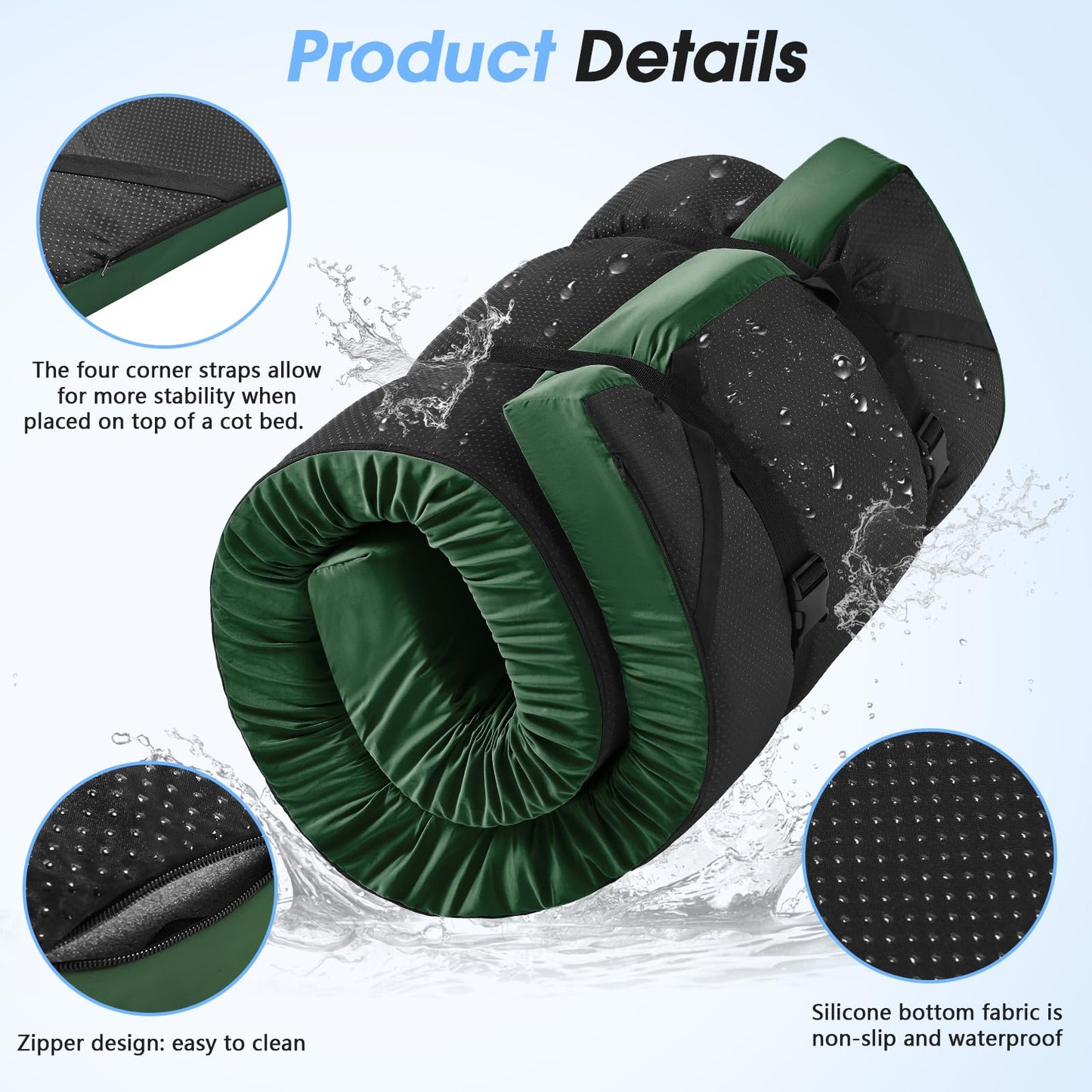 CYMULA Memory Foam Camping Mattress Pad 3 Inch Thick Portable Floor Sleeping Mat [car/Tent/Cot] Sleepover Guest Bed Roll up Mattress for Indoor Outdoor Travel with Bag(Twinxl 80 * 38 * 3")