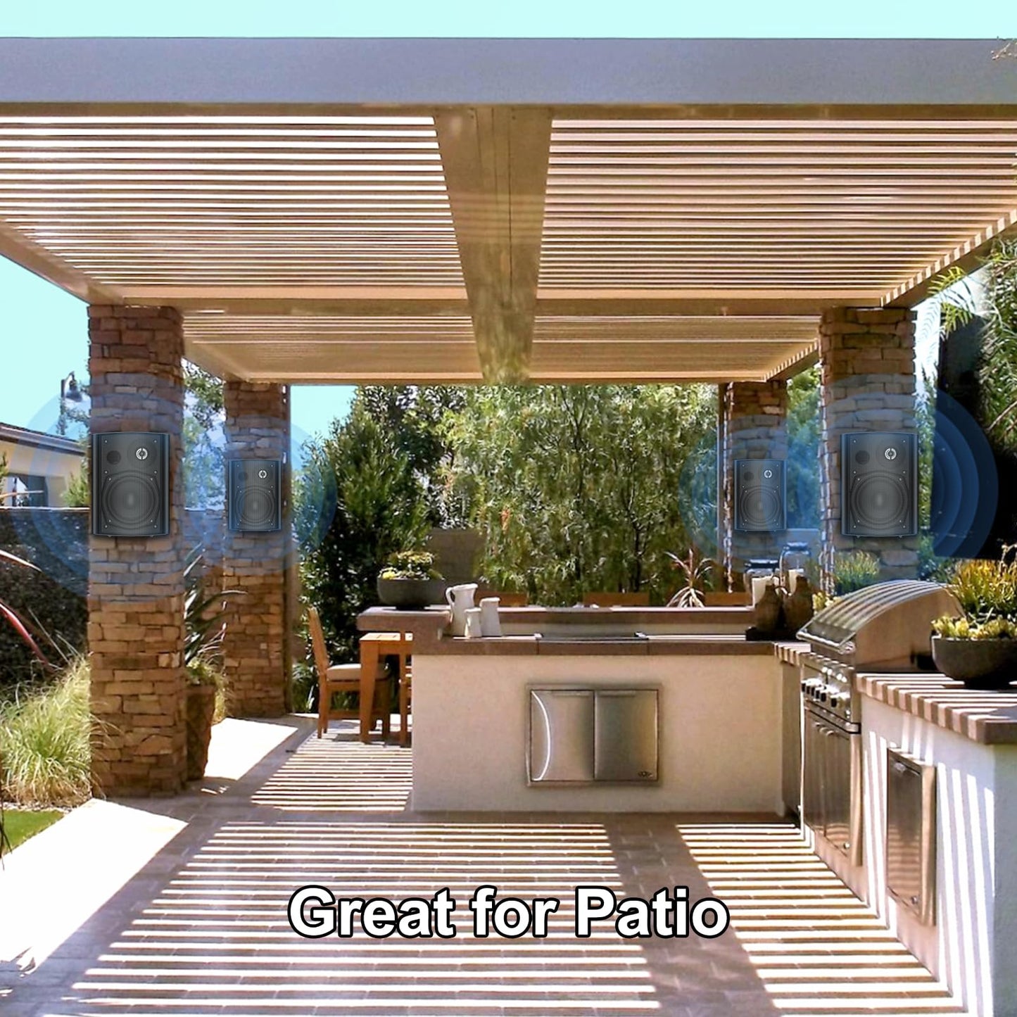 STUDIOFINIX 5.25 Inch 600W Passive Wall Mount Speakers Weather Resistant Indoor Outdoor Speakers for Patio Garage Home,2 Pairs (Black)