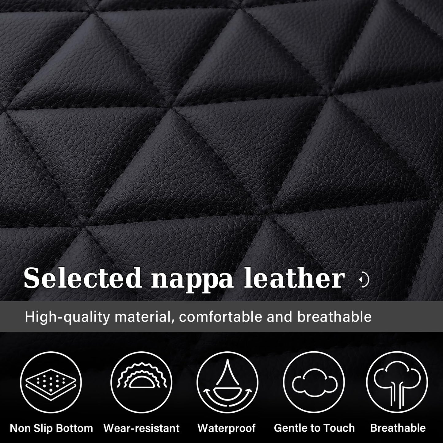 Coverado Ram Seat Covers Full Set, Waterproof Ram 1500 Seat Cover Compatible with 2002-2025 Dodge RAM 1500 2500 3500 Crew Quad Cab with Curved Bench, Black