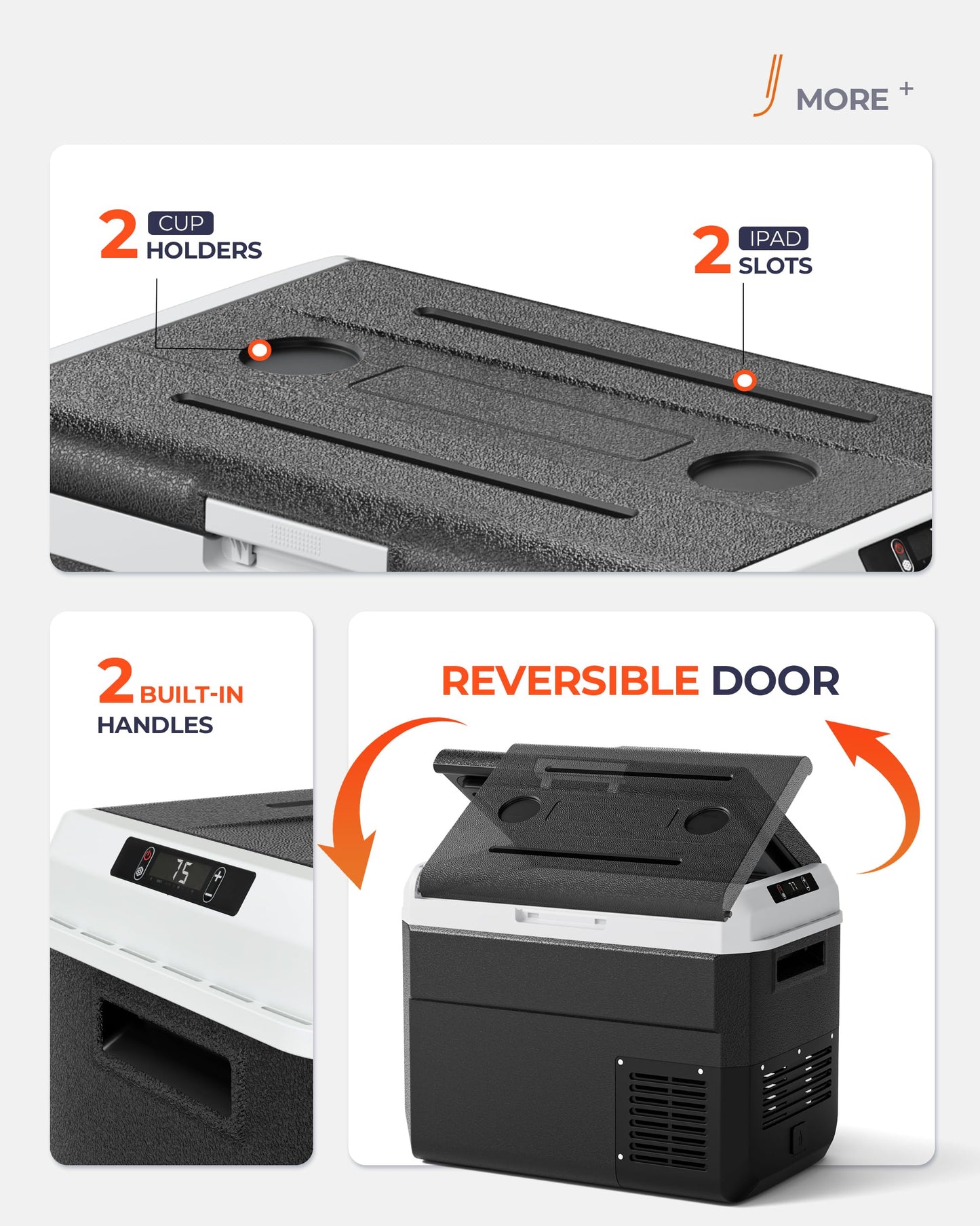 EKOJUCE 12 Volt Refrigerator, 53 Quart Electric Cooler, Car Fridge 12V/24V DC 100~240V AC, Portable Freezer -4℉~68℉, APP Control, Portable 12V Refrigerator Fridge for Truck, RV, Camping,Travel