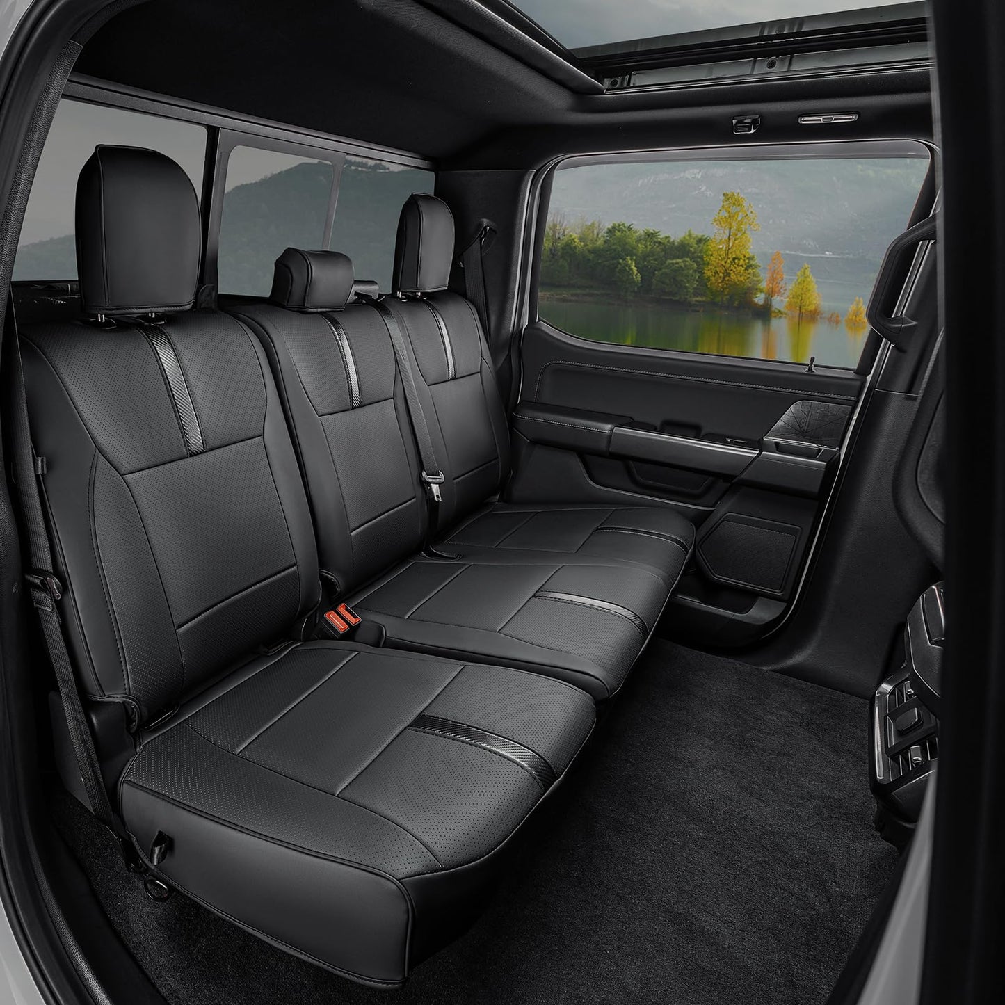 DiffCar for Ford F150 Seat Covers 2021 2022 2023 2024 2025,Full Set Leather Waterproof Black Trucks Pickup Seat Covers Custom Fit for Ford F150 Accessories,Car Seat Cover for SuperCrew/CrewCab(XL,XLT)