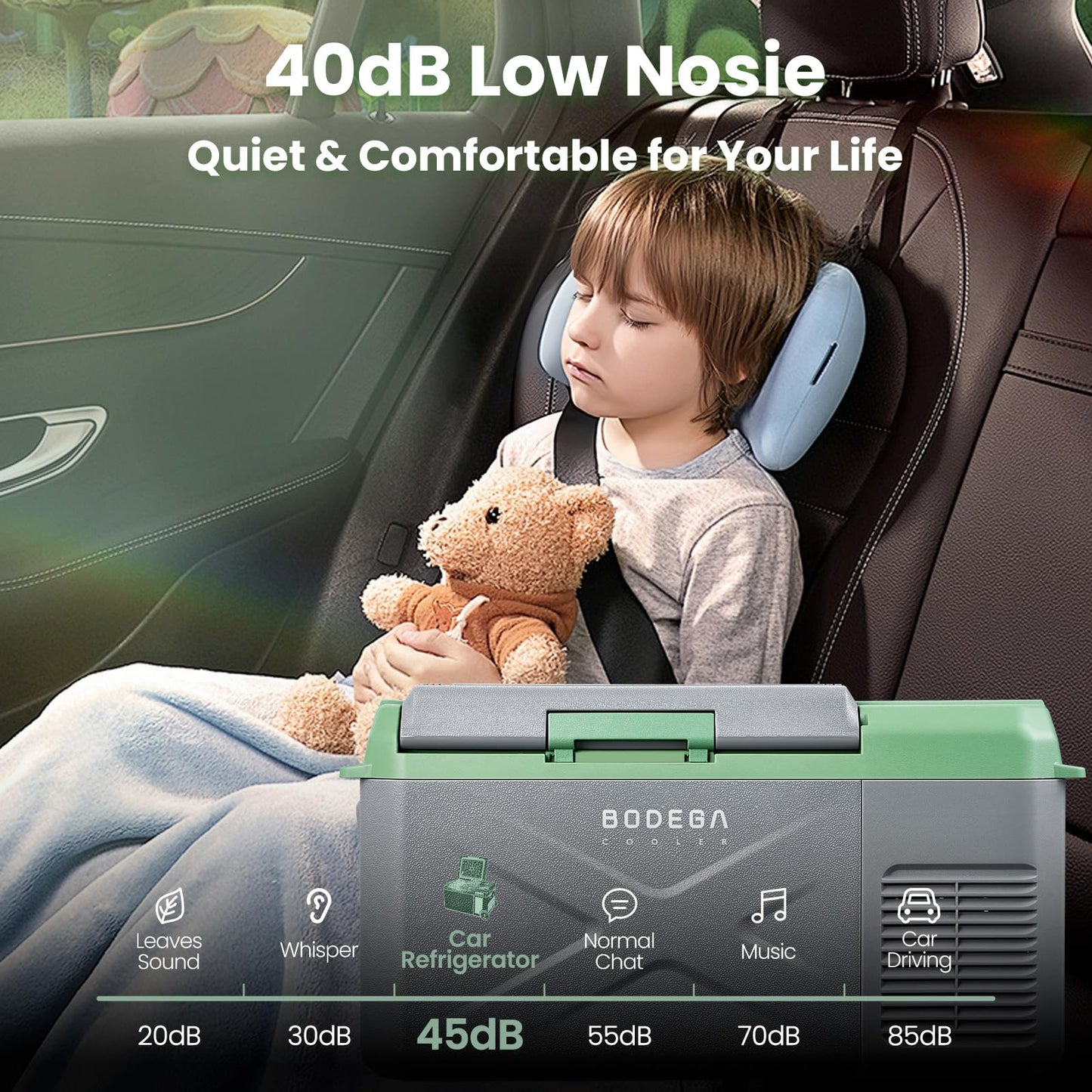 BODEGACOOLER 12 Volt Car Refrigerator, 18 Quart Portable Freezer, Car Fridge -4℉-68℉, Compressor Electric Cooler 12/24V DC100-240 Volt AC for Outdoor RV Camping Travel Vehicles Home Use