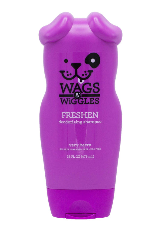 Wags & Wiggles Freshen Deodorizing Dog Shampoo in Very Berry Scent - Odor Control Dog Grooming Shampoo for Smelly Dogs, 16 Fl Oz
