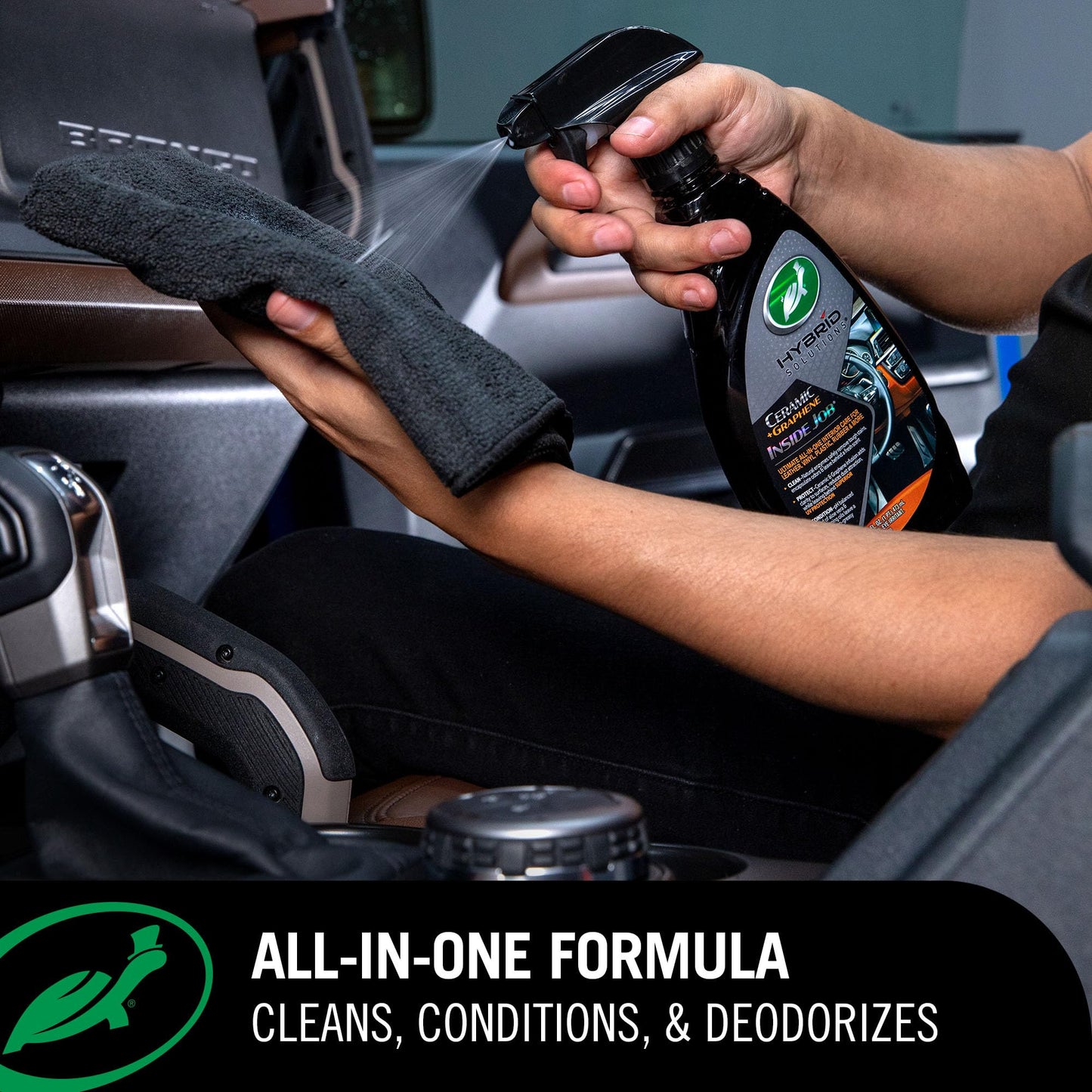 Turtle Wax 53787 Hybrid Solutions Ceramic Graphene Inside Job, Interior Car Cleaner and Protectant, Odor Eliminator, Works on Leather, Vinyl, Plastic, Rubber and More, 16 fl oz. (Pack of 1)