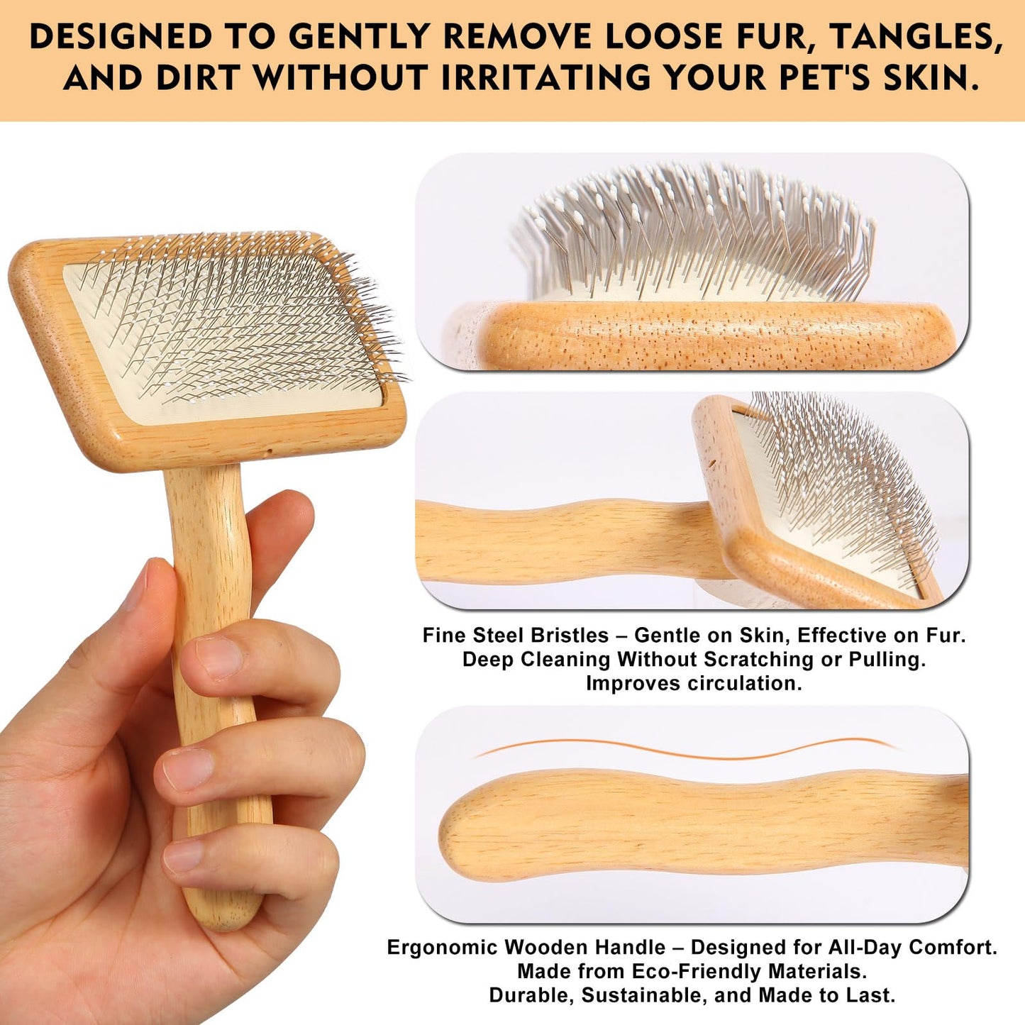 Dog Slicker Brush for Shedding & Grooming - Professional Dog Brush and Cat Brush with Coated Tips & Air-Cushion Design, Deshedding Tool Removes Undercoat Tangles & Loose Fur for Long/Short Hair Pets
