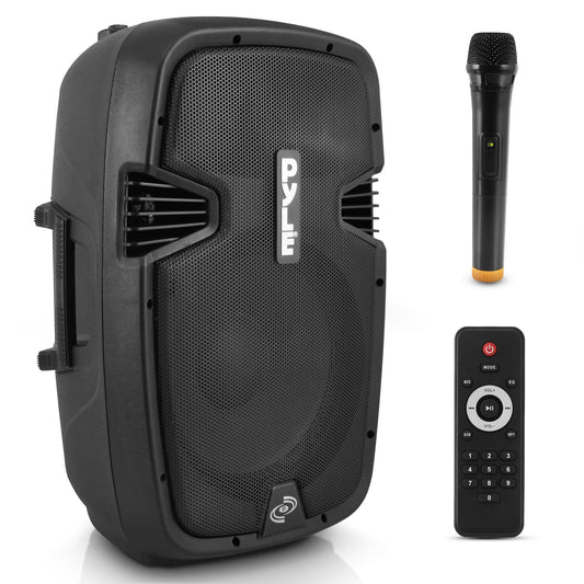 Pyle Wireless Portable PA Speaker System-Compatible with Bluetooth,Active Loudspeaker,1000 Watt Powered 2-Way Waterproof Amplifier, 12” Subwoofer, Tweeter, RCA, XLR, Mic In for Dj & Party-PPHP1241WMU