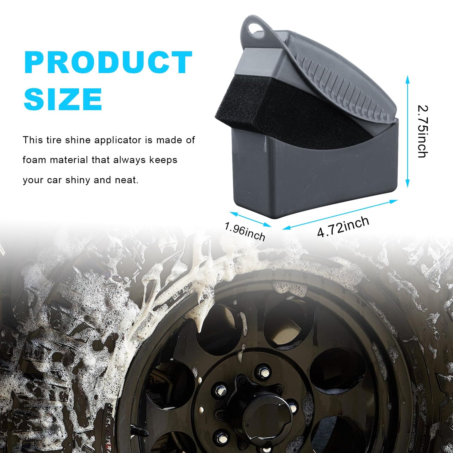 Augeny 2PCS Tire Dressing Applicator, Reusable Car Tire Shine Sponge Pad With Lid, Durable Foam Auto Wheel Detailing for Vehicle Waxing Polishing Cleaning (Gray)