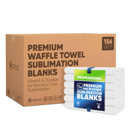 Microfiber Wholesale Sublimation Blanks Towels 16x24 - Premium Waffle Weave Microfiber Towels for Kitchen - Polyester Blanks for Kitchen or Craft Use - Bulk Pack of 156