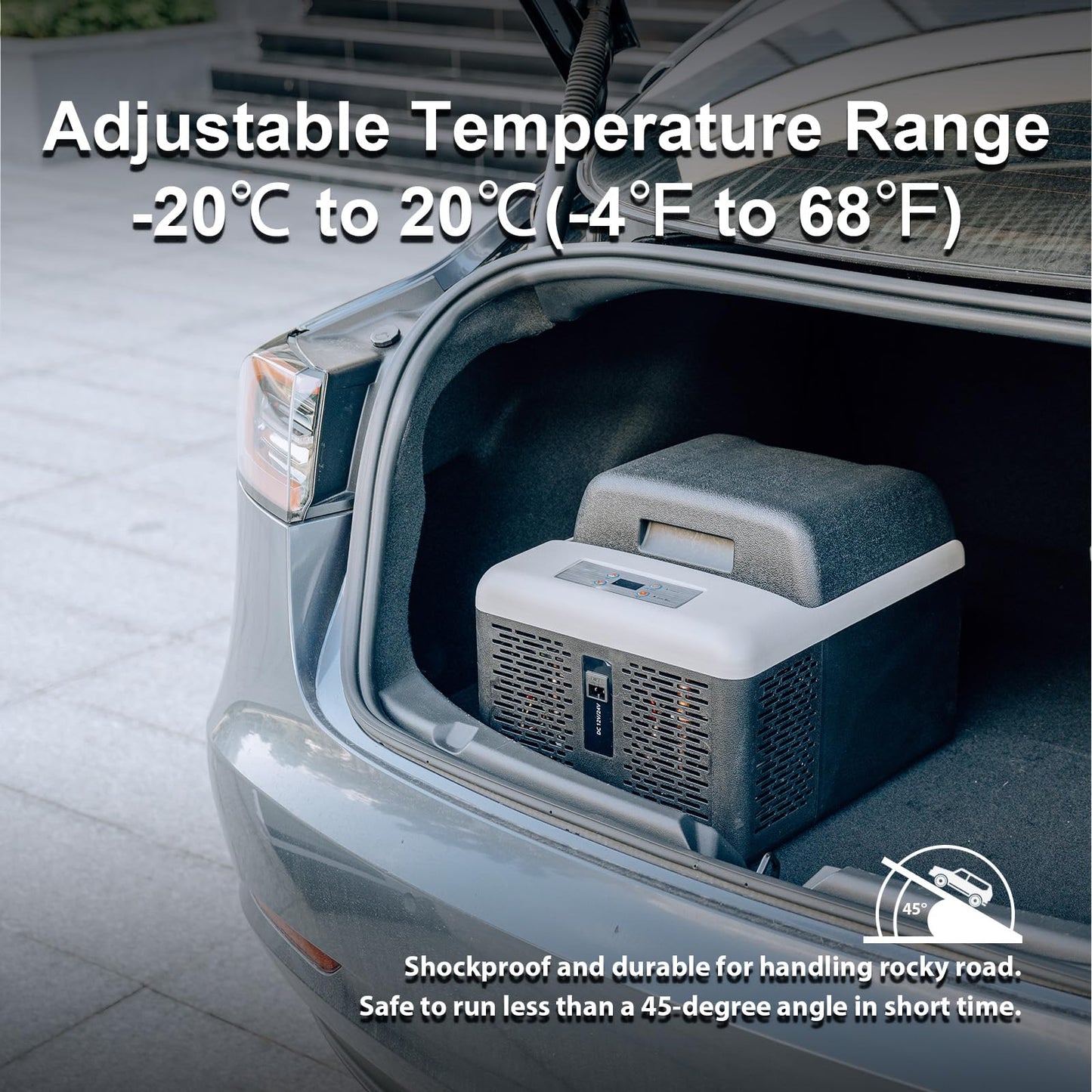 Alpicool C12PT Portable Car Freezer Cooler, 12 Volt Car Refrigerator, 12 Quart Fast Cooling, with 12/24V DC and 100-240V AC for Outdoor, Camping, RV, Truck (Black&Grey)