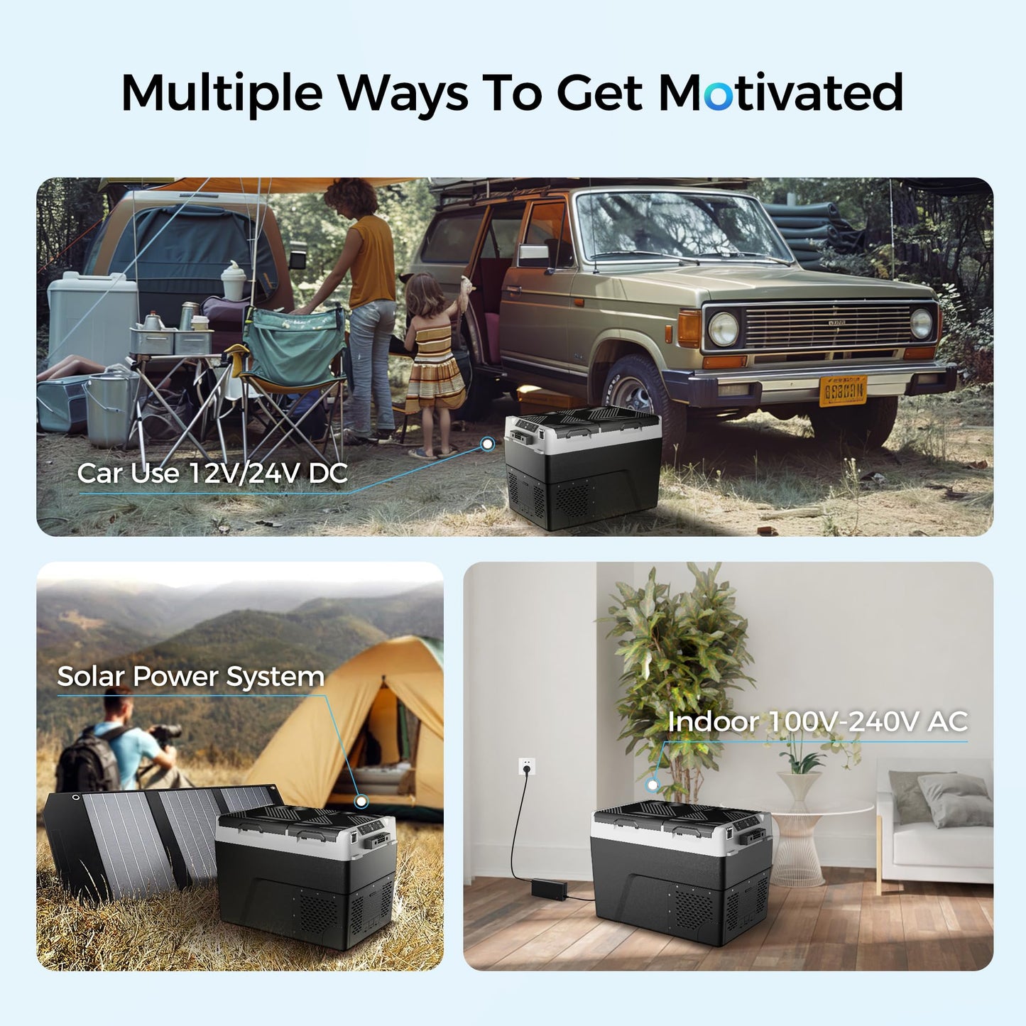 Feelfunn 12 Volt Refrigerator Car Fridge - 61QT(58L) Dual Zone Electric Cooler, Car Refrigerator -4℉~68℉, Portable Refrigerator 12/24V DC 100-240V AC, Portable Freezer for Travel Camping RV Home