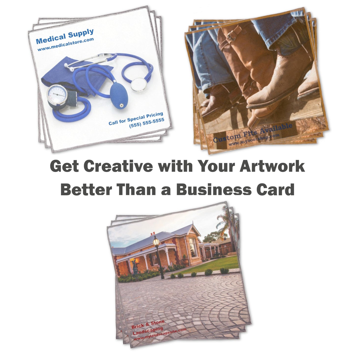 Smart Go - Microfiber Cleaning Cloth - (100 Pieces) - Suede Digital Custom Print Your Company Artwork or Business Logo - Promotional Item for Cleaning Eyeglasses, Screens, & Lenses - 6 x 6