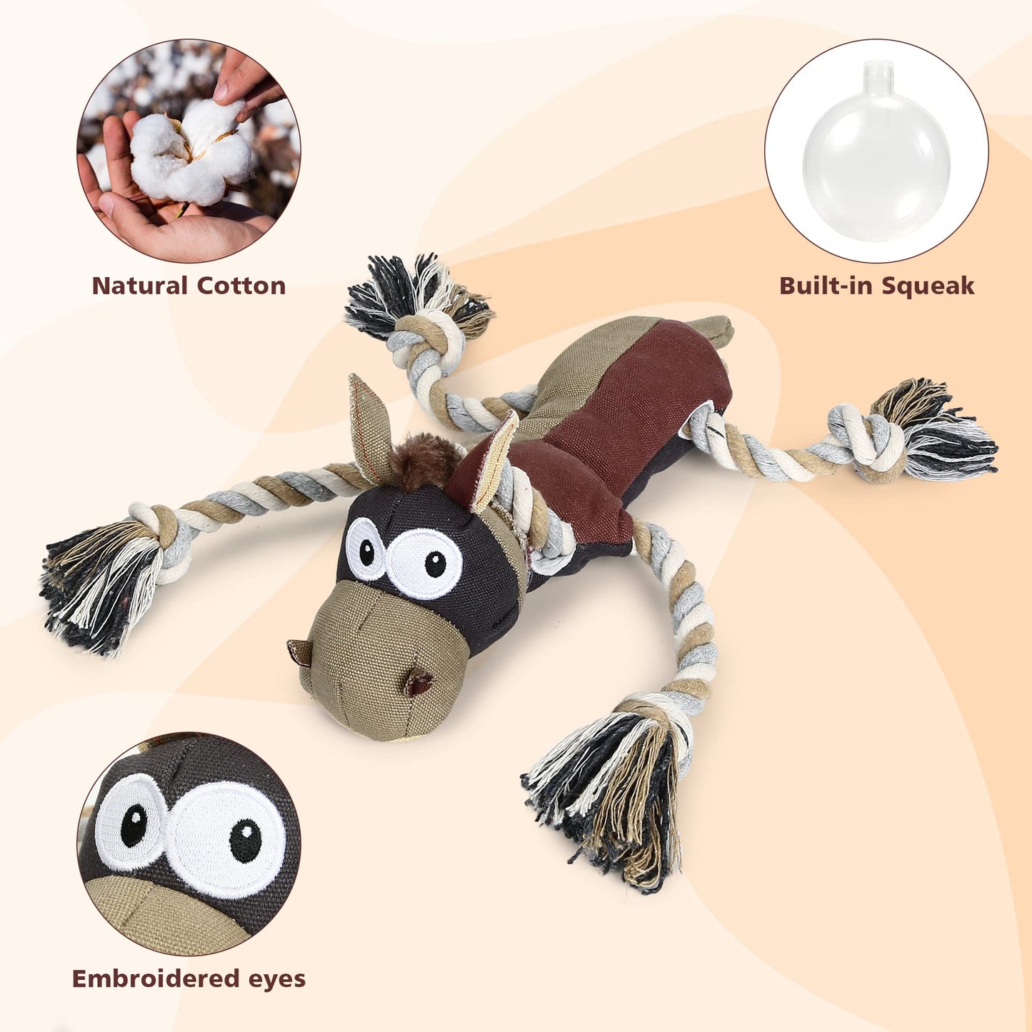 IOKHEIRA Dog Toys for Aggressive Chewers,Tough Indestructible Dog Toys,Squeaky Dog Toys for Large Dogs,Durable Dog Chew Toys (Auburn)