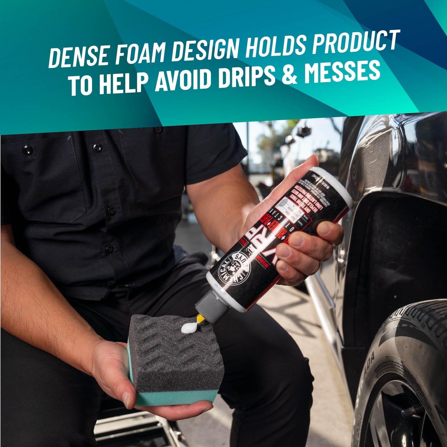 Chemical Guys Durafoam Contoured Large Tire Dressing Applicator with Wonder Wave, 2 Pack