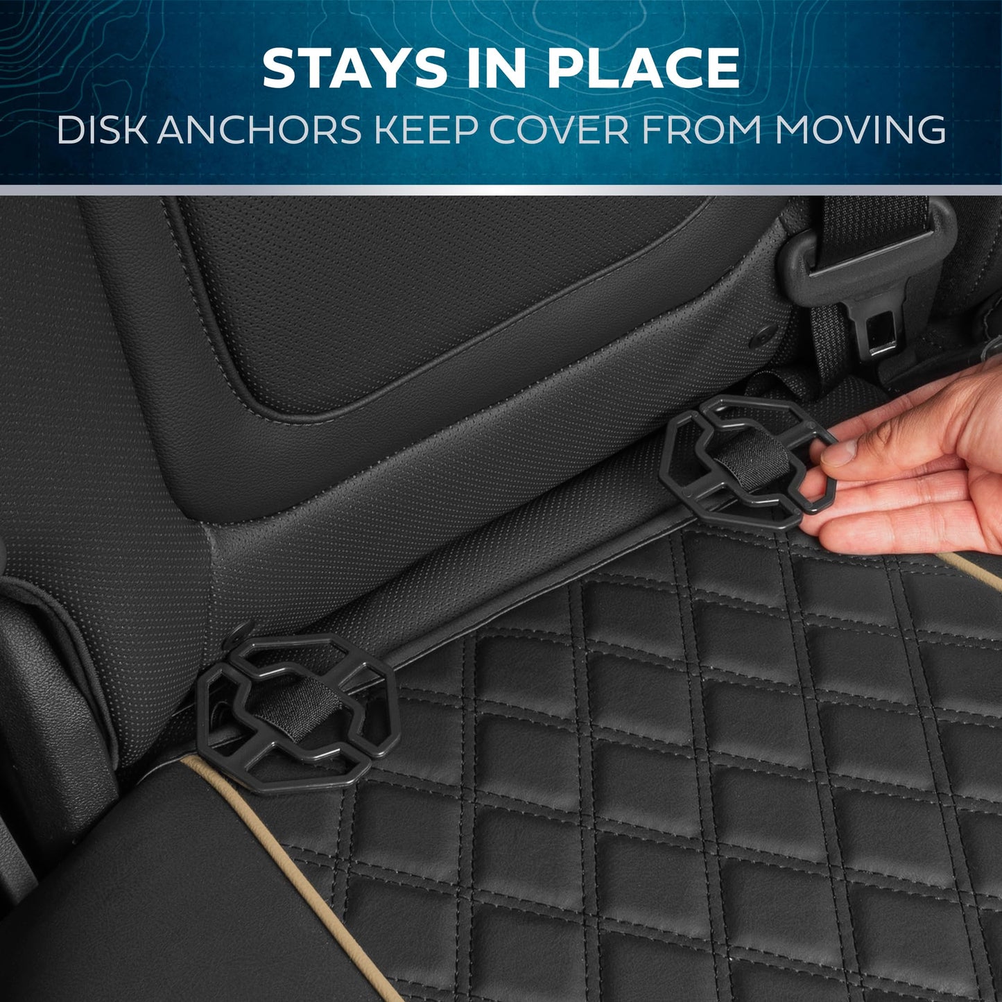 MotorBox Prestige Faux Leather Seat Covers Full Set – Semi-Universal Fit for Cars, Trucks & SUVs – Napa Style 2 Front Seat Covers + Rear Bench – Durable Interior Protector, Easy Install