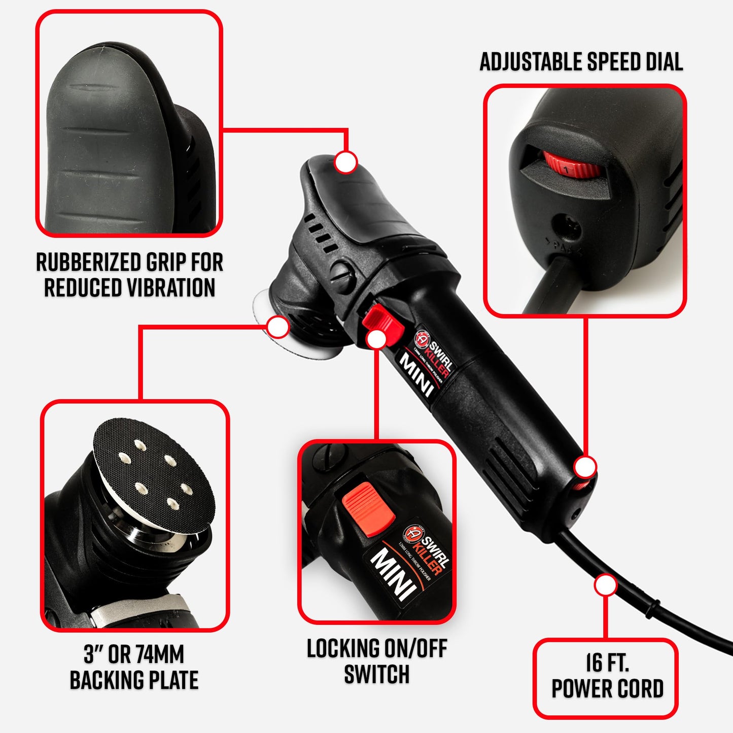 Adam's Polishes Swirl Killer 12mm Car Buffer Polisher Kit, Orbital Polishing Paint Correcting Tool, Car Scratch Remover, Correcting Polish, Use Post Car Wash Clay Bar & Pre Wax or Ceramic Coatin