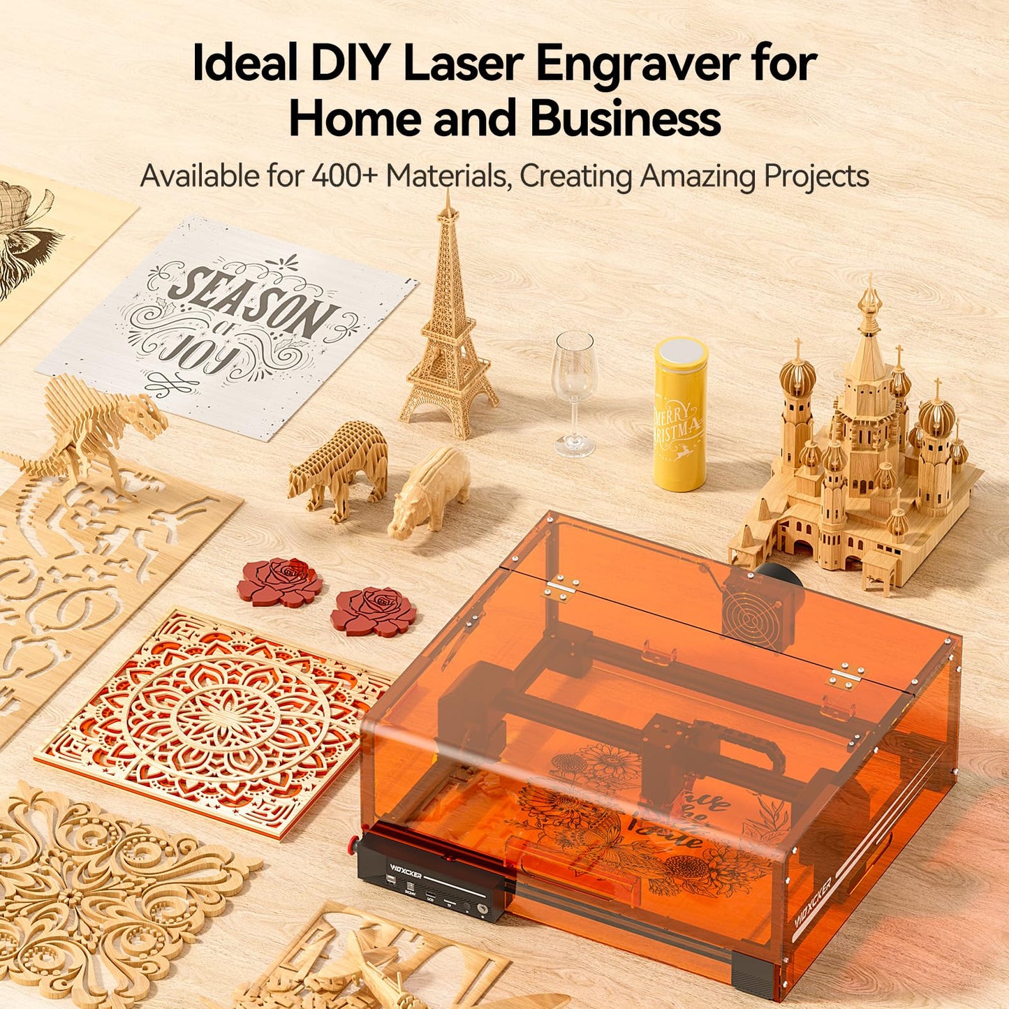 Laser Cutter and Engraver Machine, Woxcker L2 MAX 10W Enclosure Laser Engraving Machine, 300x300mm Bed Size CNC Engraving Machine 0.01mm High Precision Engraver for Wood Stainless Steel Glass Metal