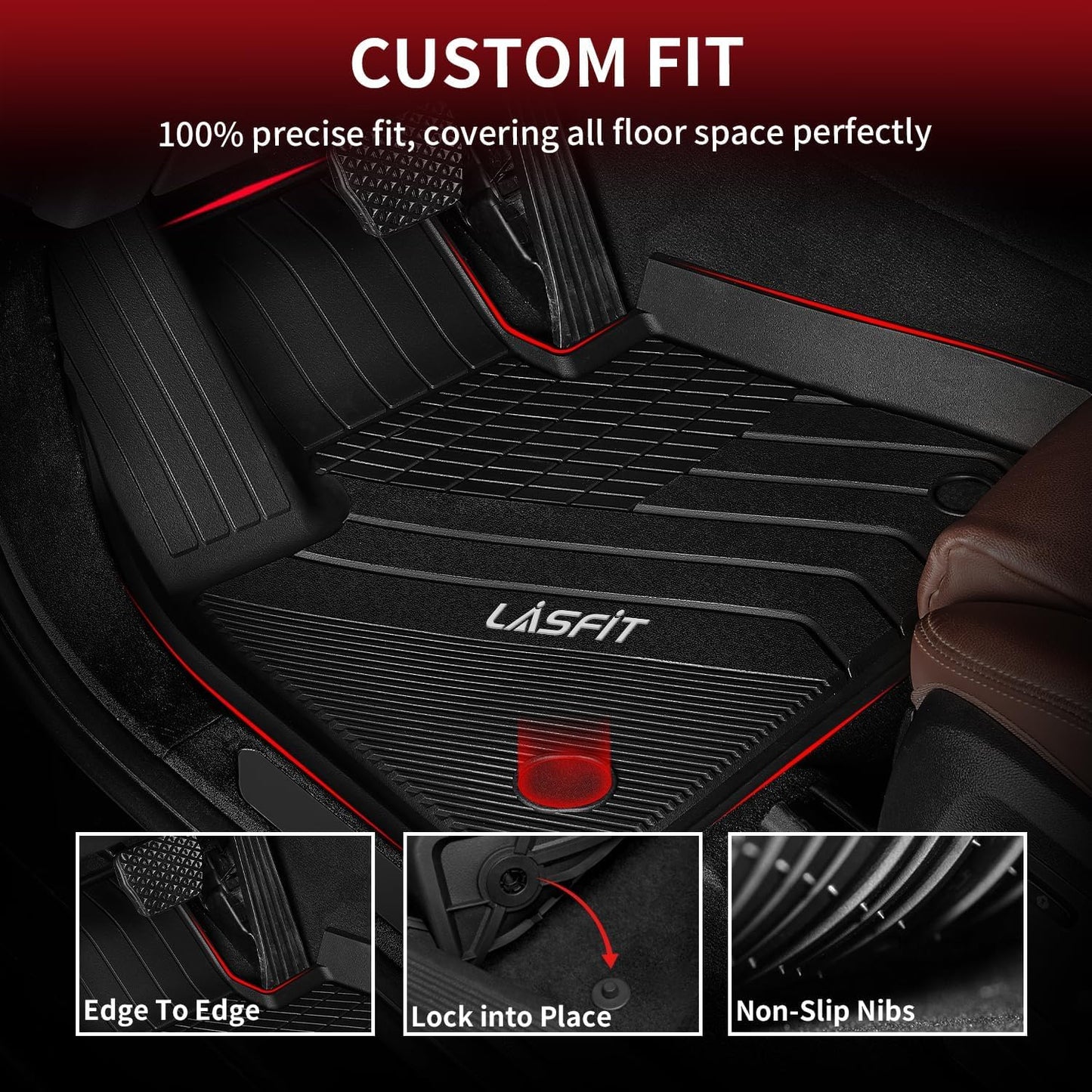 LASFIT Floor Mats&Trunk Mat Fit for BMW X5 2019-2024 2025 2026 40i/45e/50e/50i/M/M50i/M60i, All Weather TPE Custom Fit 1st&2nd Row Full Set Car Mats & Cargo Liner(Only for 5 Passengers), Black