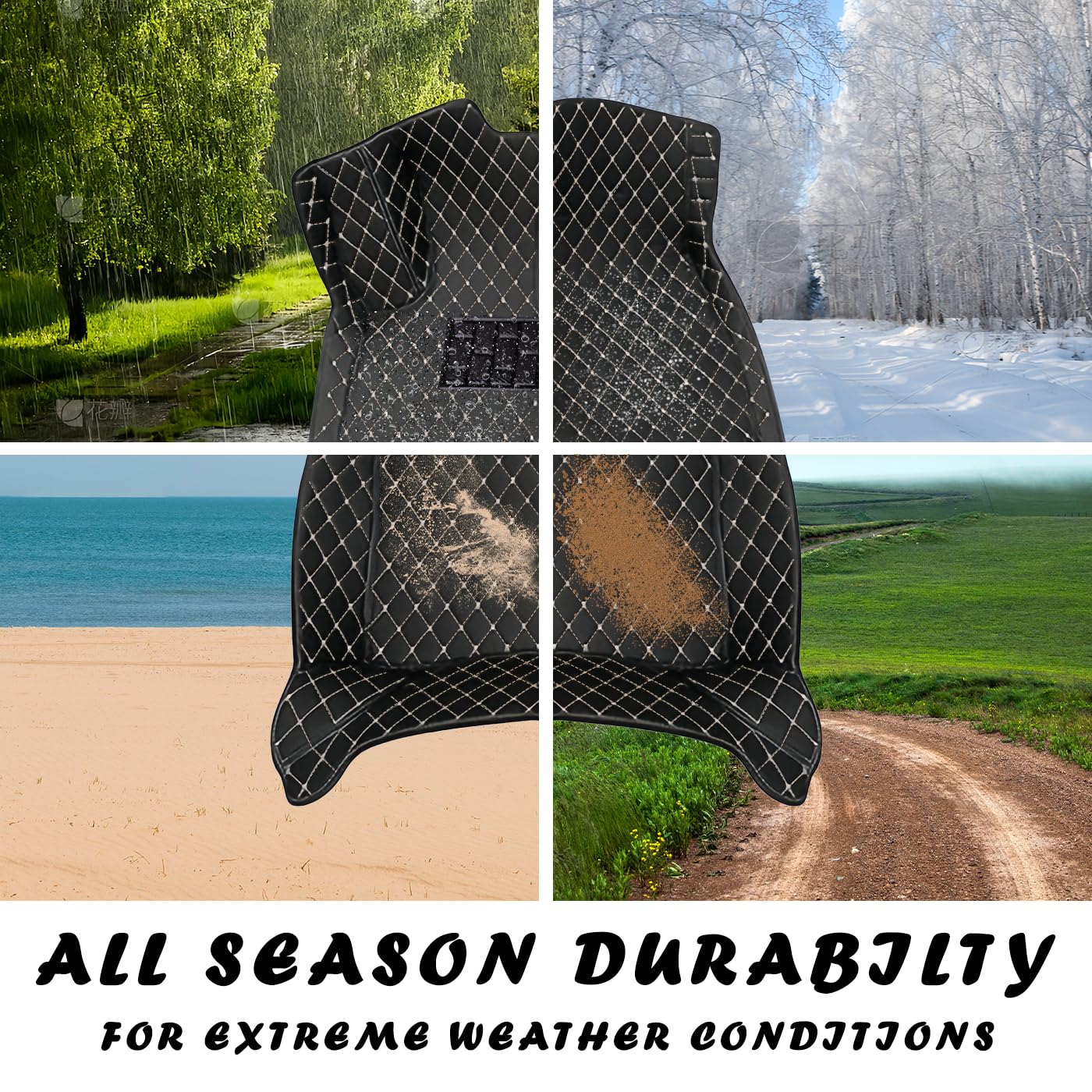 Fit for Dodge RAM 1500 1994-2011 Leather Car Floor Mats，Dirt-Resistant Floor Liners, Waterproof wear-Resistant Interior Accessories（Red）