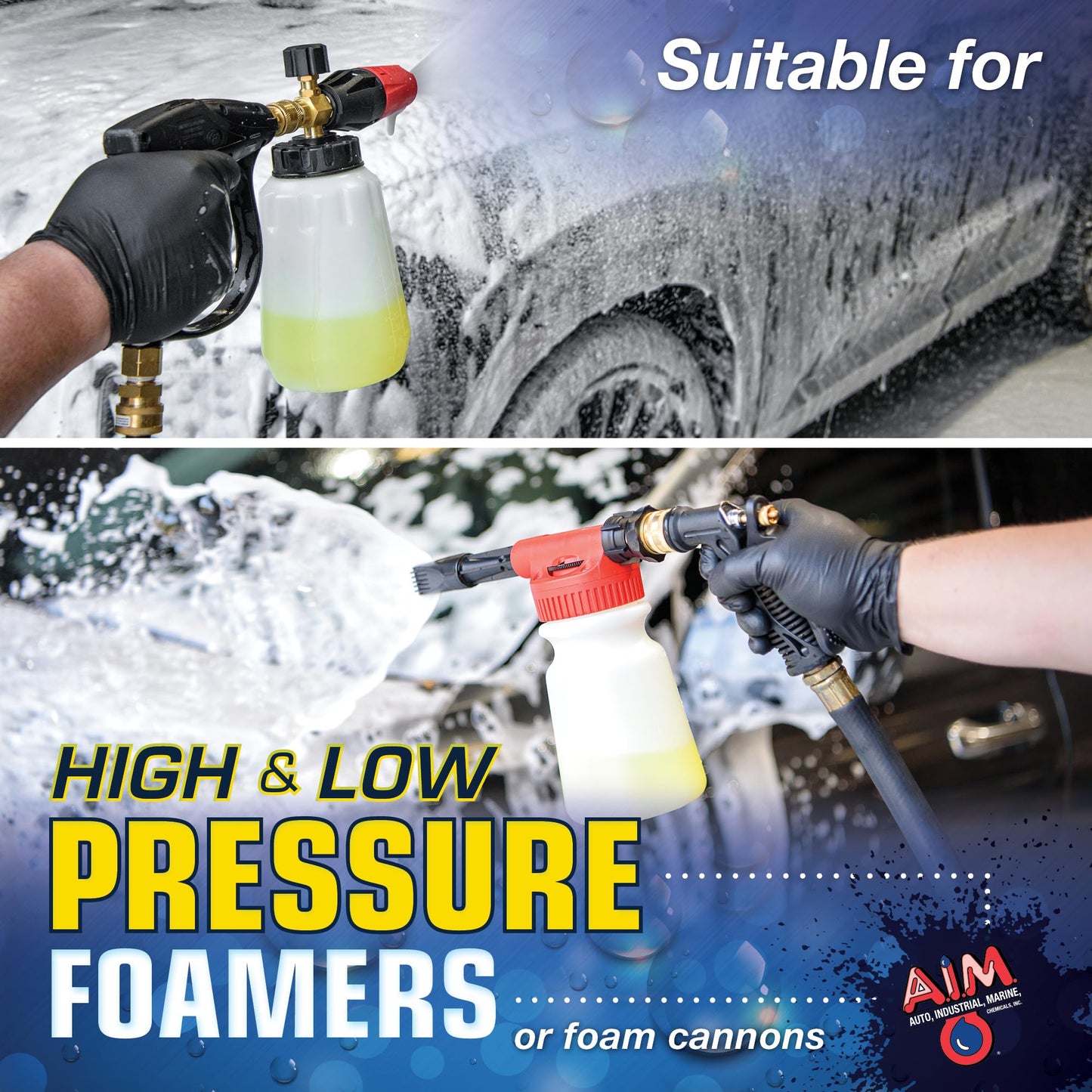 AIM Chemicals Wash N Wax Car Soap - pH neutral for cars, trucks, boats, and RVs. Protects wax and sealants. Use with foam cannon or hand wash. Ideal for detailing and cleaning supplies (AC WW5)