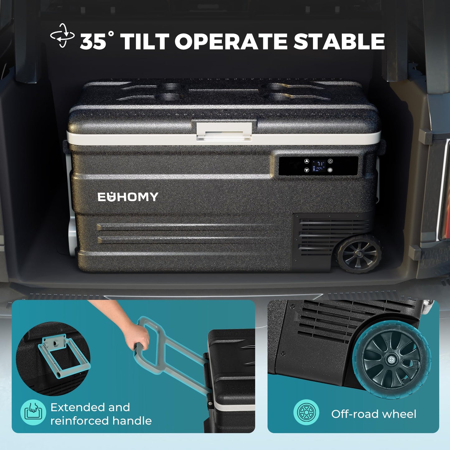 EUHOMY 12 Volt Refrigerator, 80QT(75L) 12V Fridge, Electric Cooler APP Control, Car Fridge 12/24V DC 100-240V AC, Car Refrigerator 0℉~68℉, 12 Volt Cooler for Camping, Trip, Truck, Boating, Outdoor